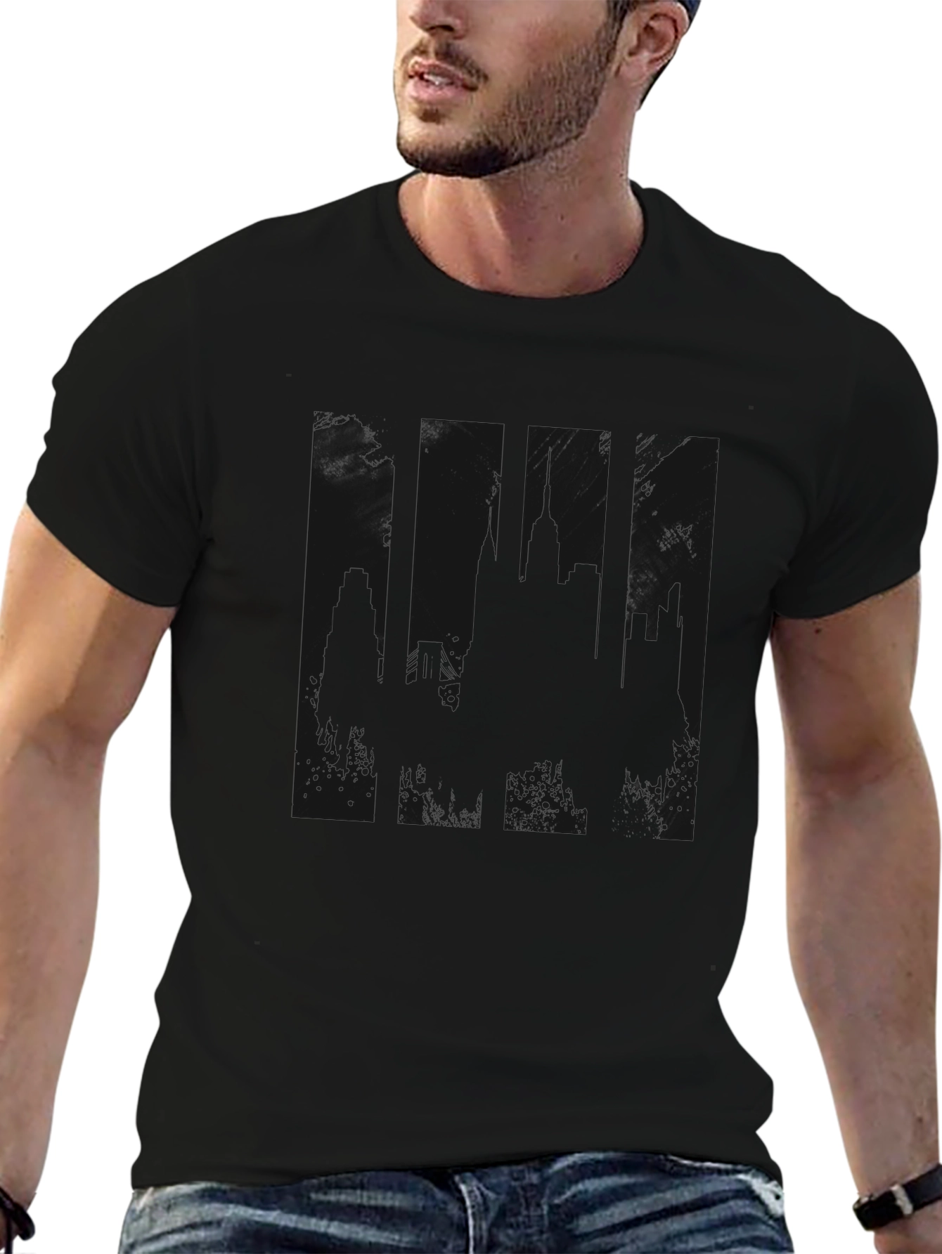 Mens Solid Black Casual T-Shirt