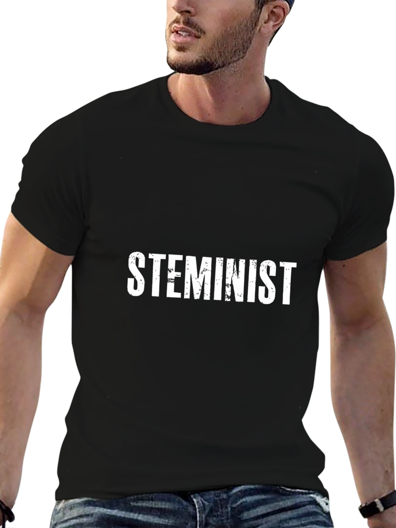 STEMinist Black Cotton Graphic Tee - Science Feminist Pride