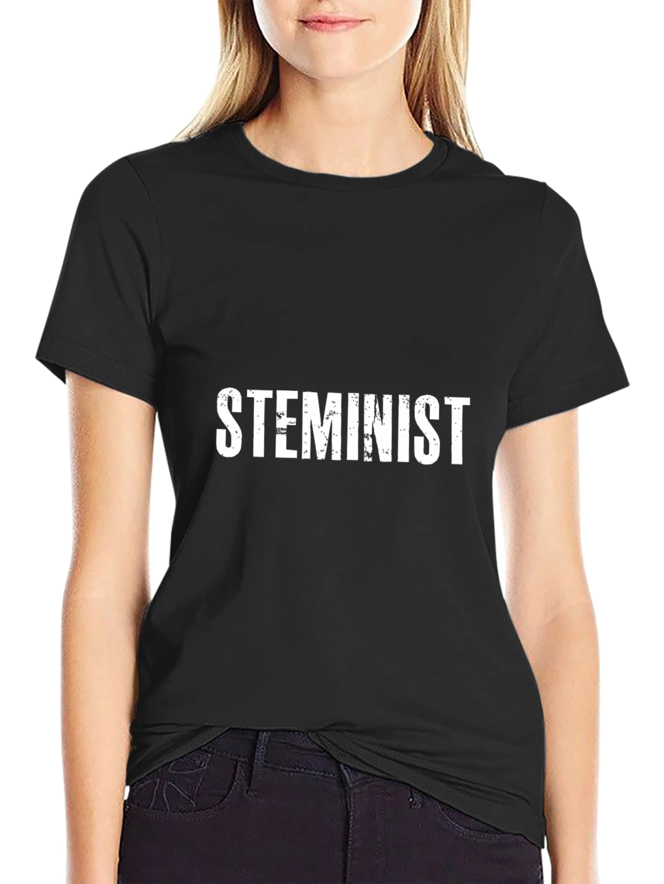 STEMinist Black Cotton Graphic Tee - Science Feminist Pride
