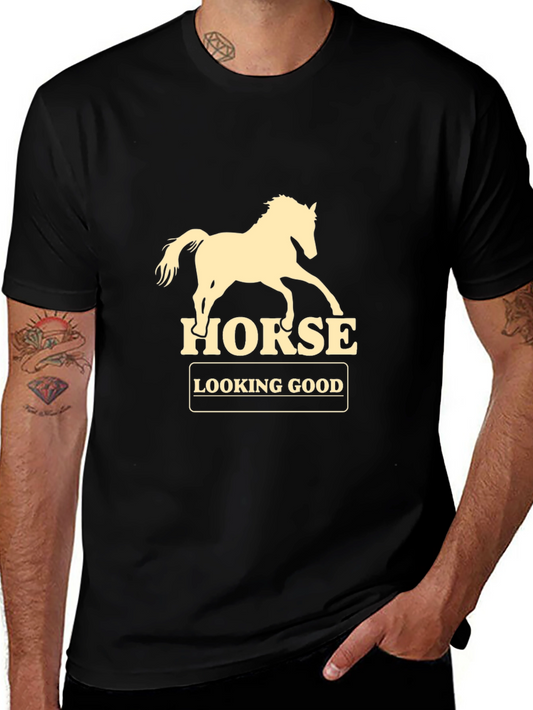 Horse Graphic Mens T-Shirt - Black