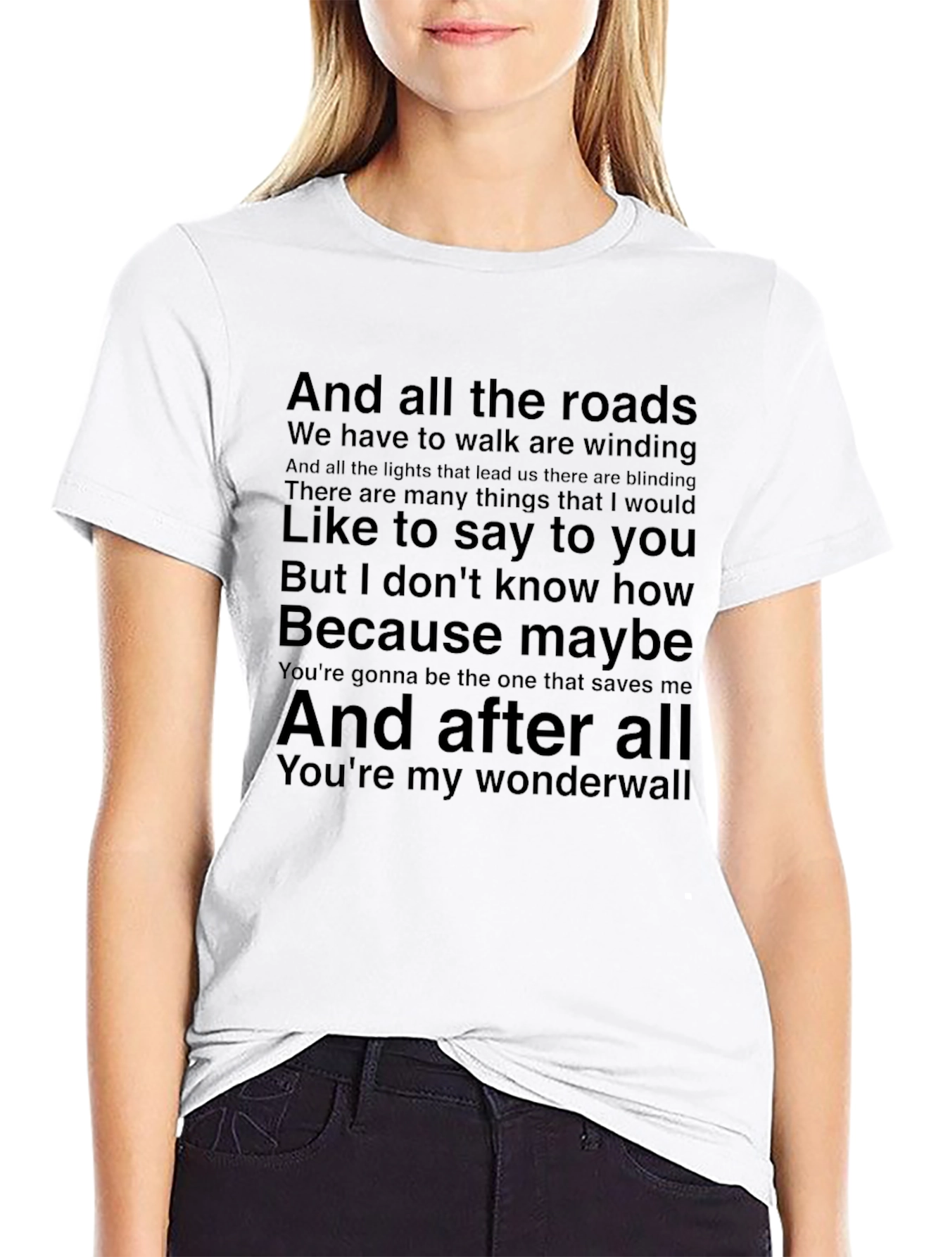 Wonderwall Lyric T-Shirt - Oasis Inspired Band Tee