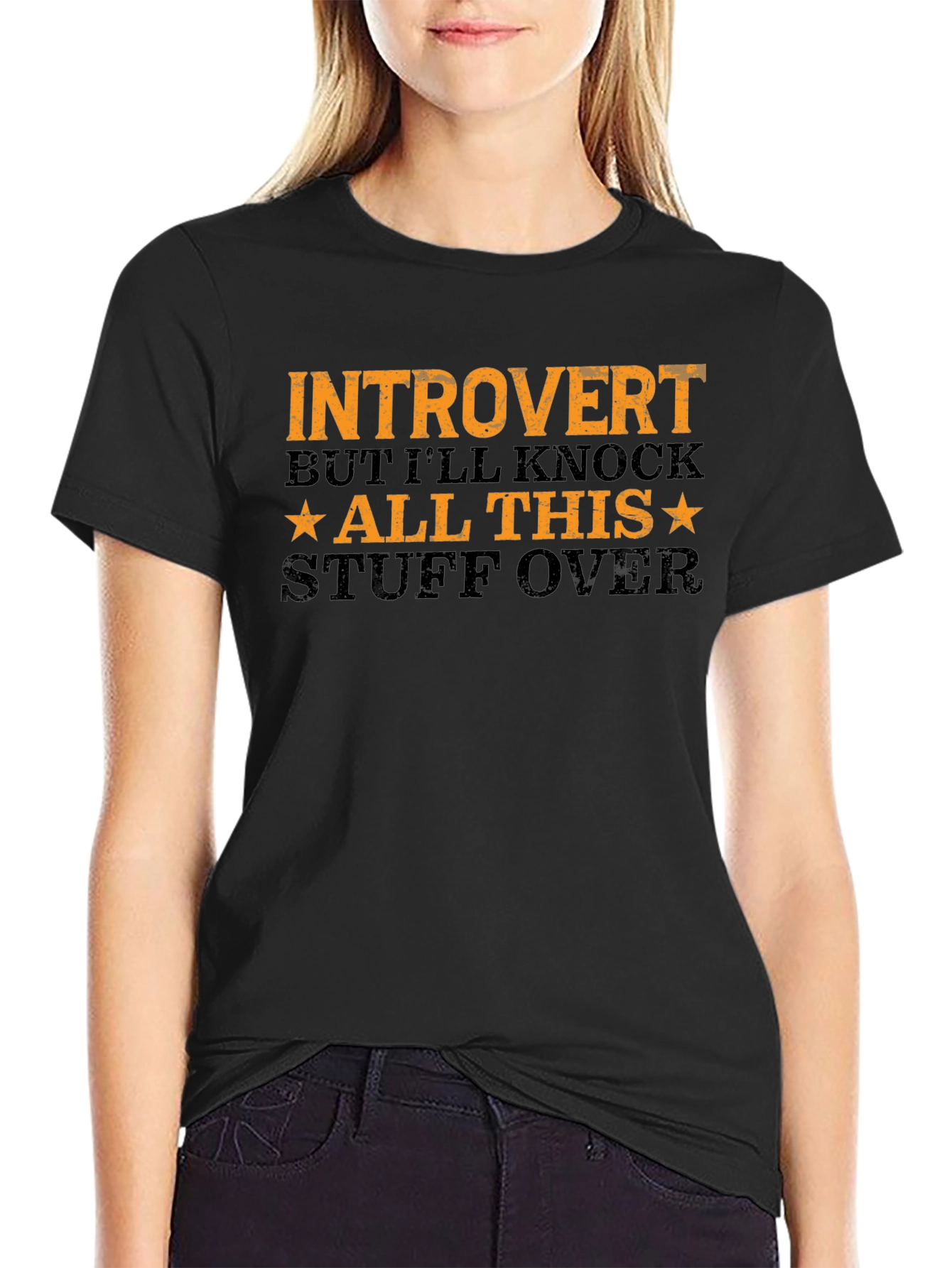 Introvert Graphic Tee - Black Cotton T-Shirt