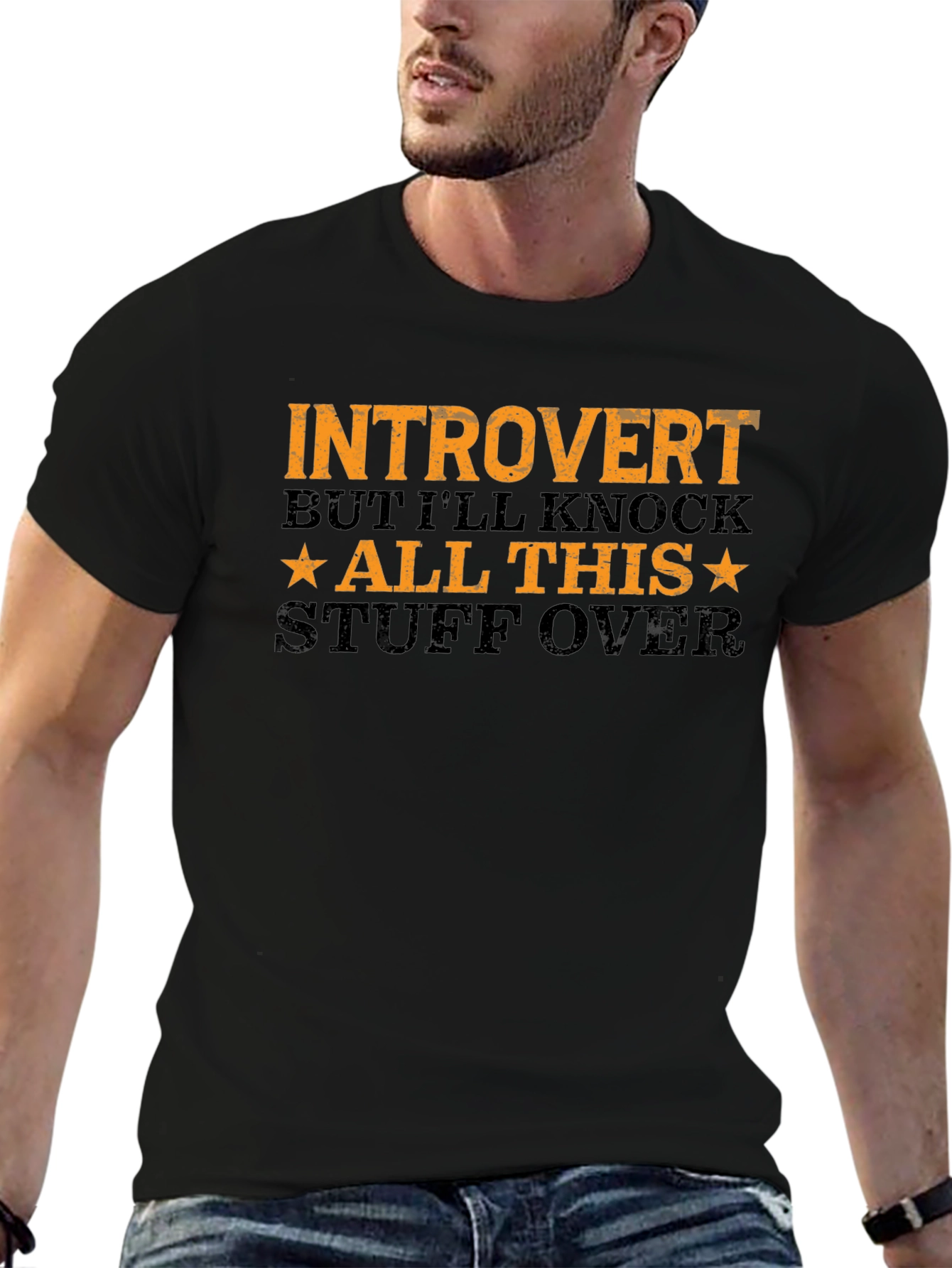 Introvert Graphic Tee - Black Cotton T-Shirt