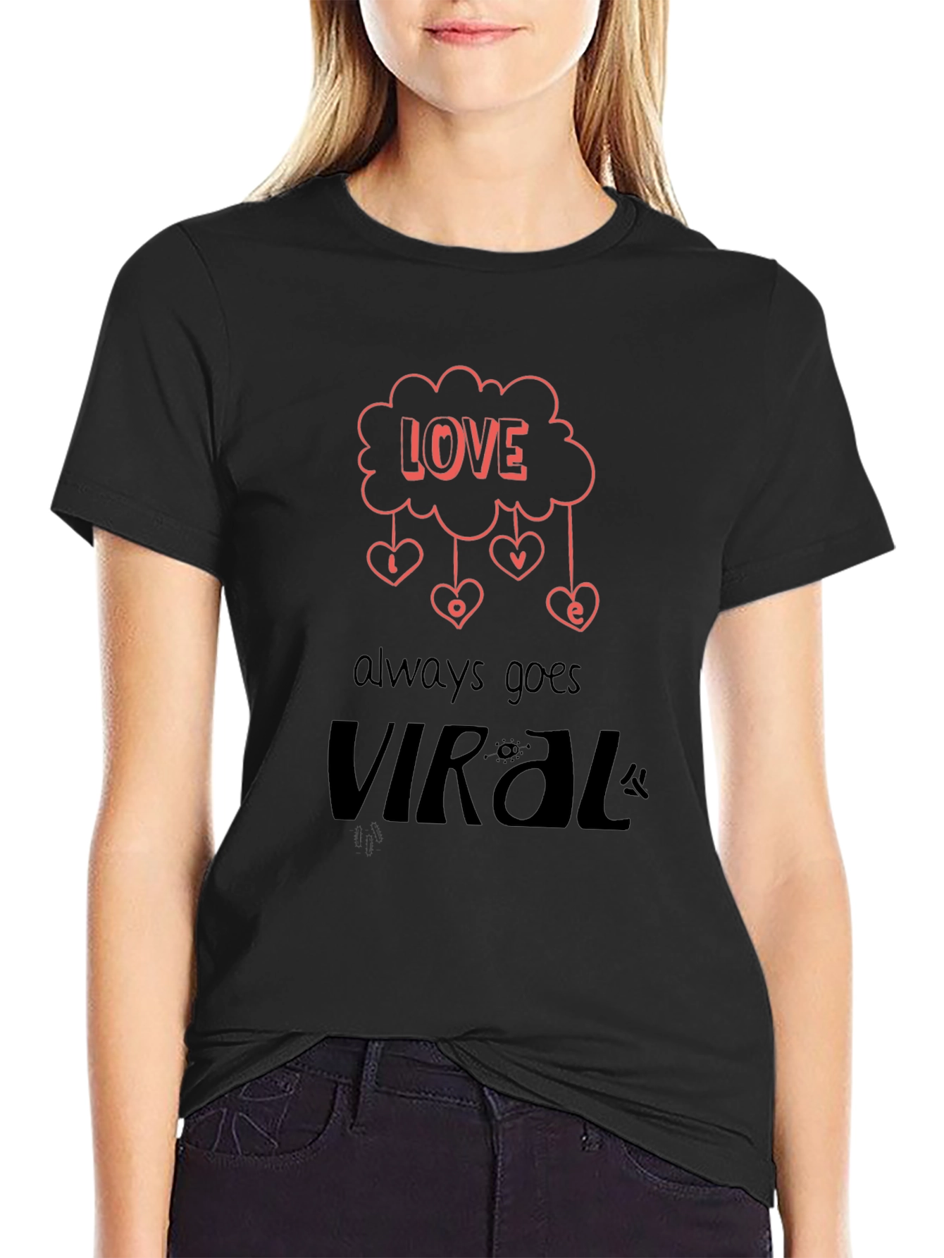 Love Goes Viral Graphic Tee - Trendy Black T-Shirt