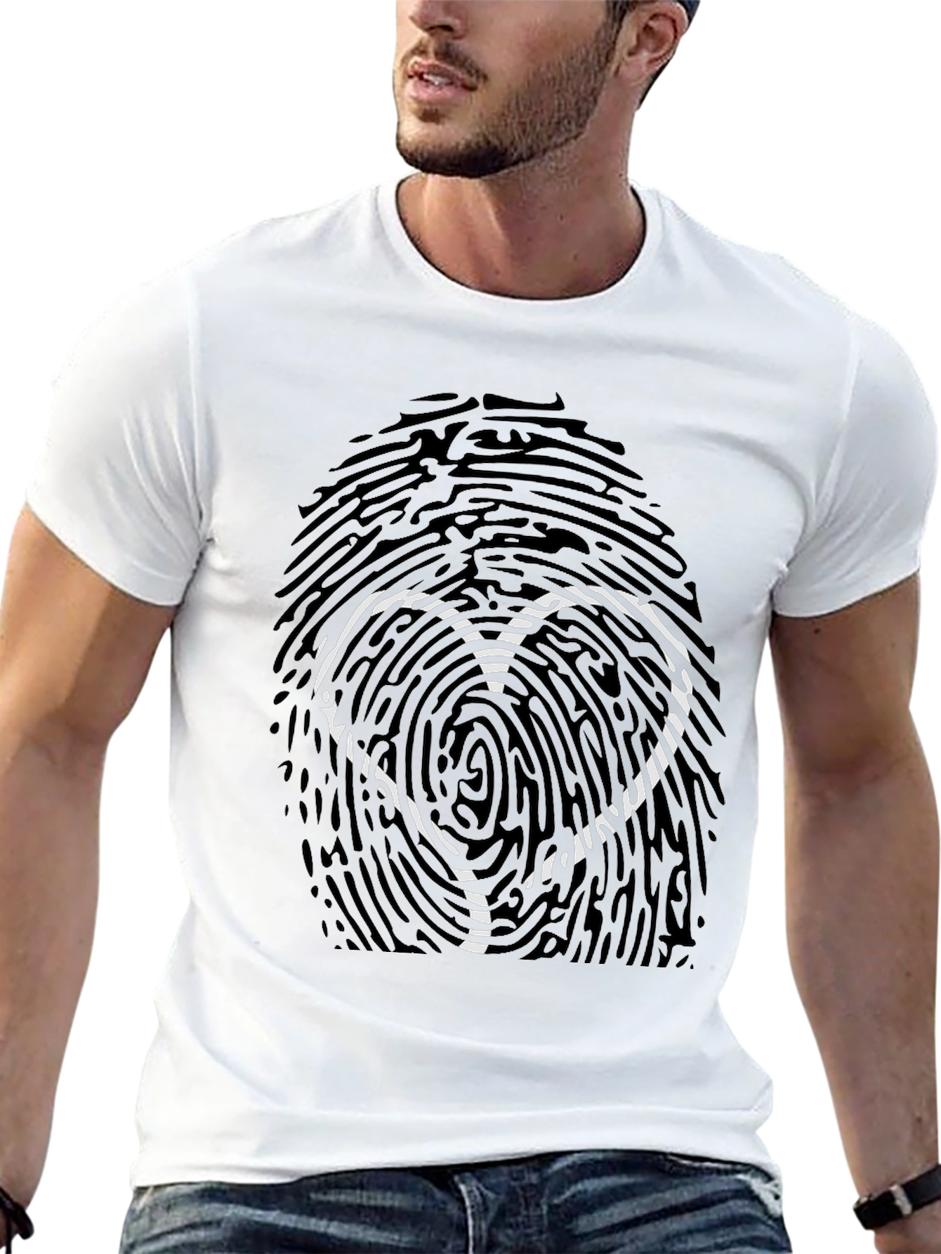 Fingerprint Heart Graphic Tee - Black