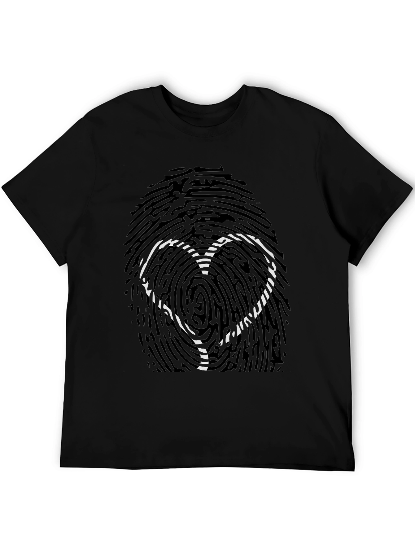 Fingerprint Heart Graphic Tee - Black
