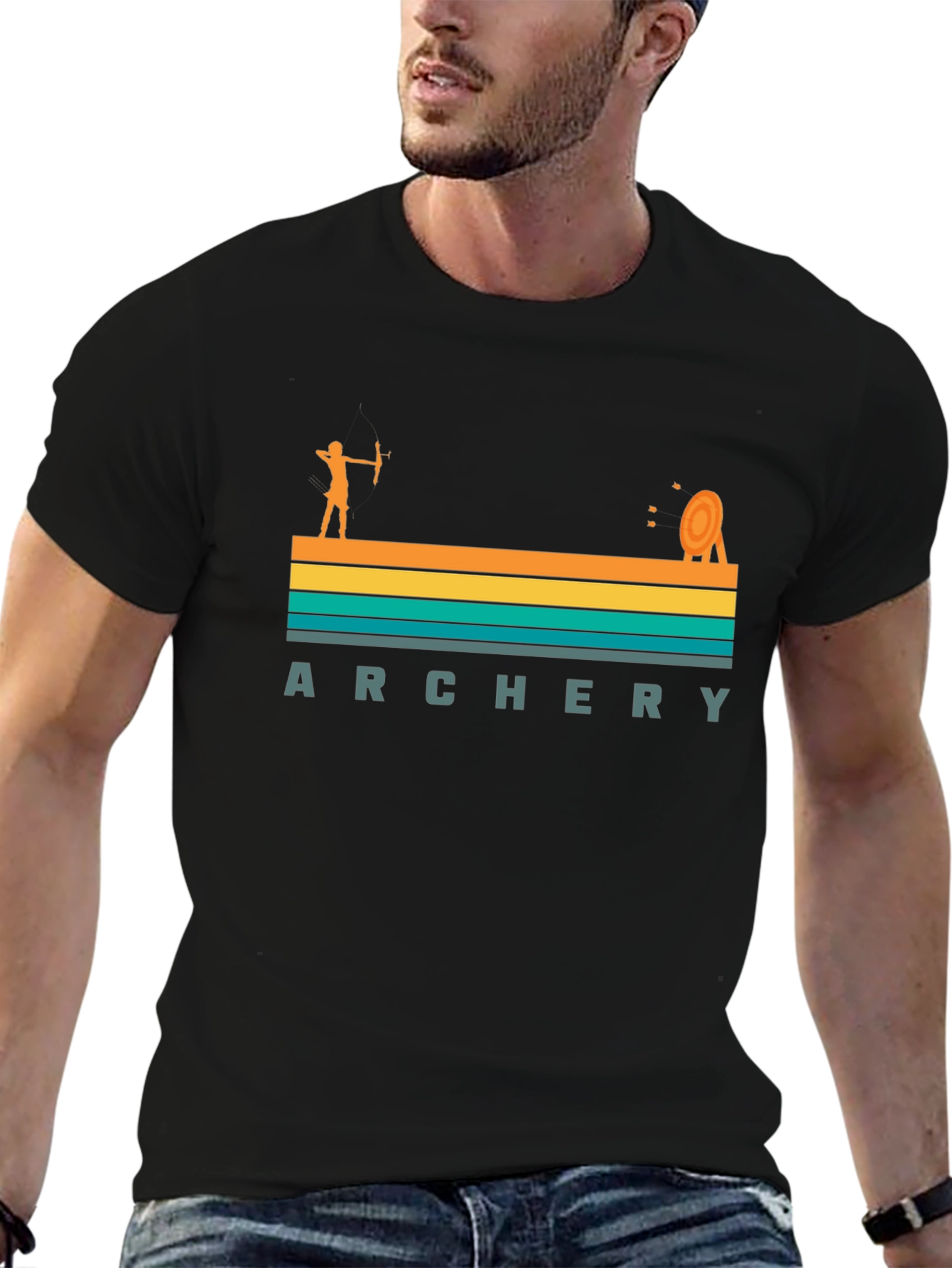 Archery Retro Style Graphic Tee - Black