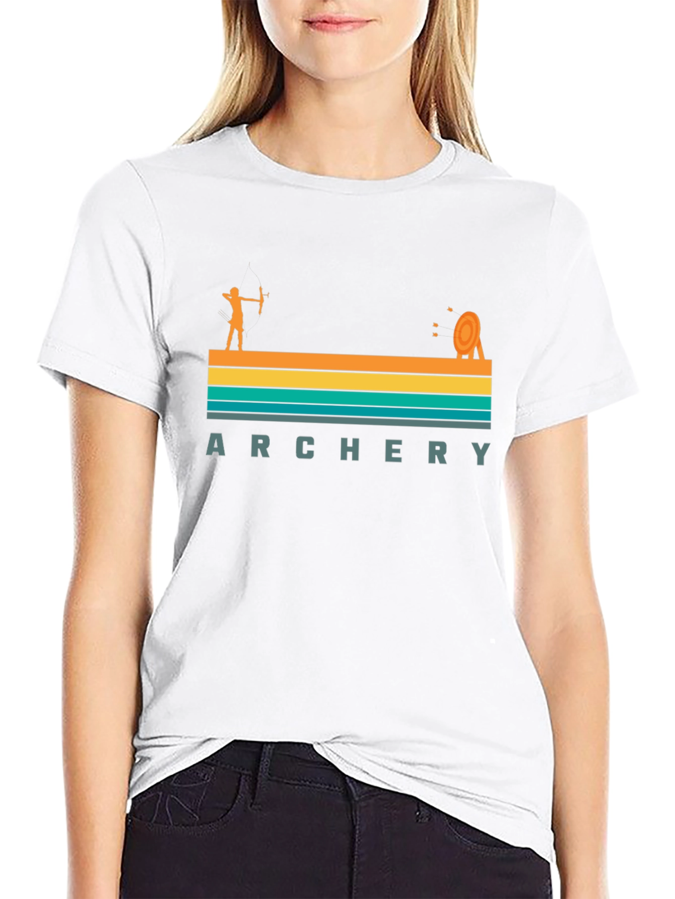 Archery Retro Style Graphic Tee - Black