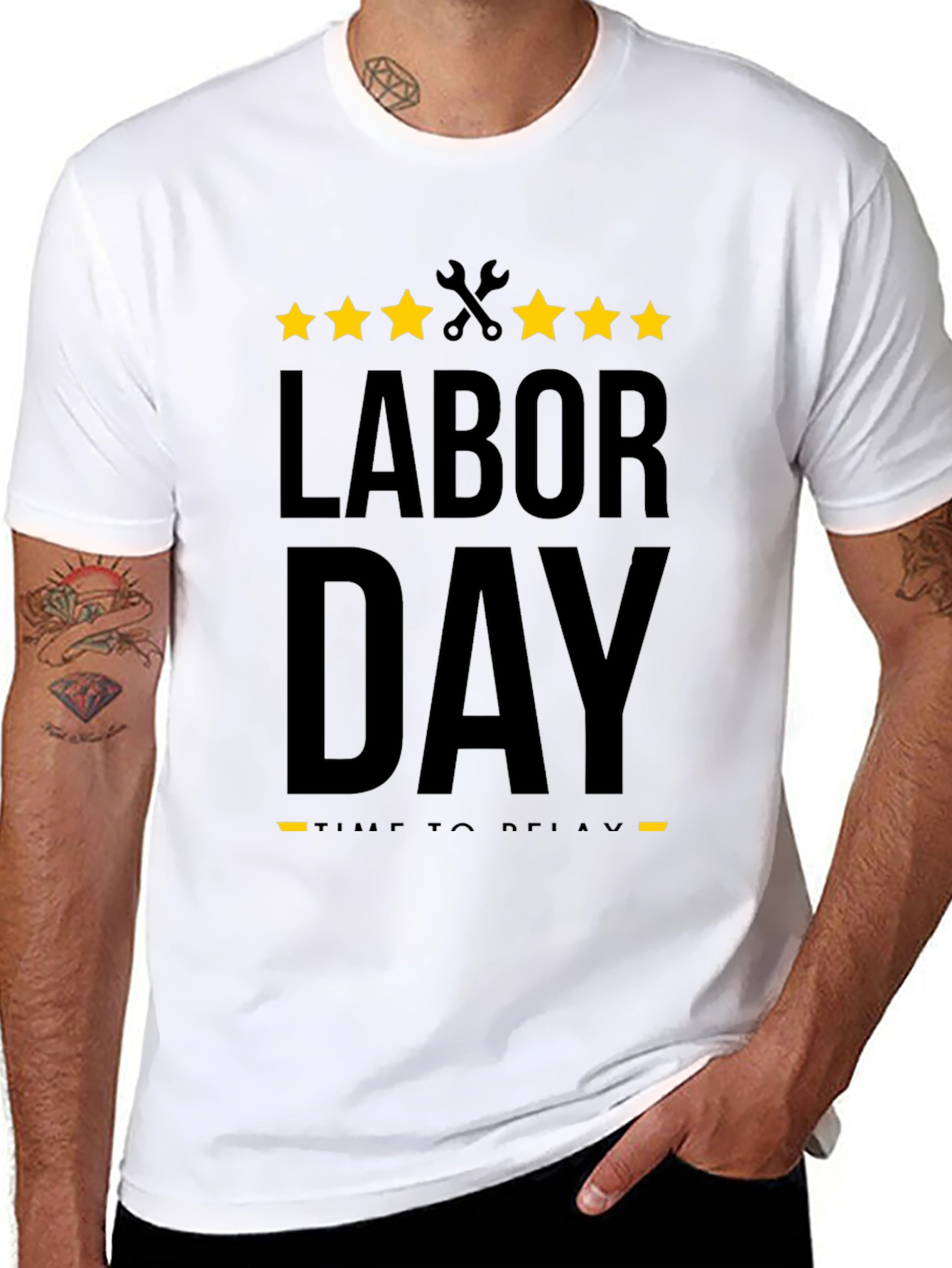 Labor Day Relax Time Black Graphic Tee