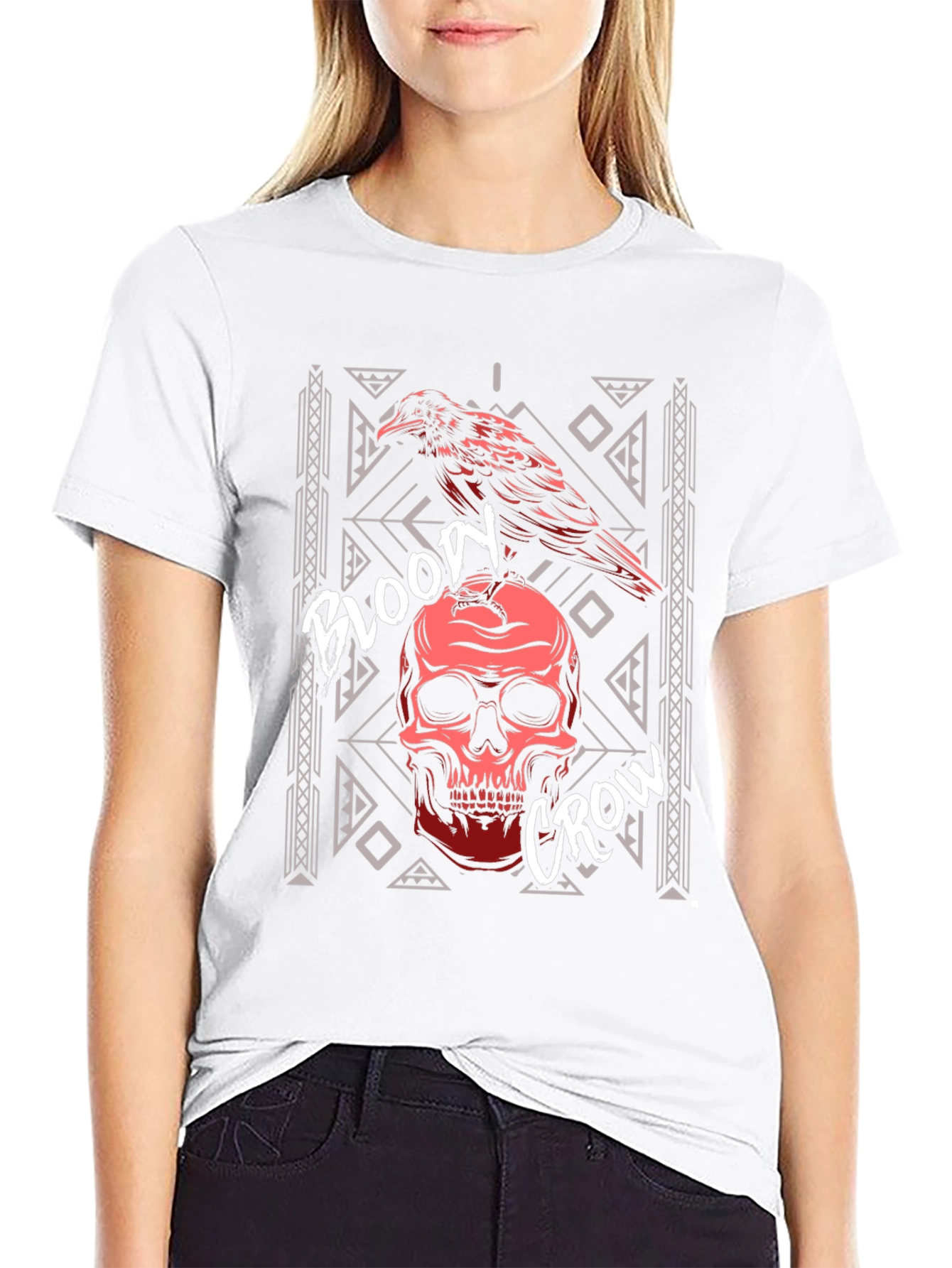 Bloody Crow Skull T-Shirt - Gothic Style