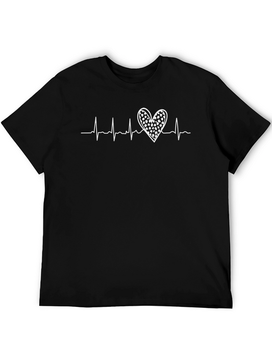 Heartbeat Heart Graphic Tee - Black Cotton T-Shirt