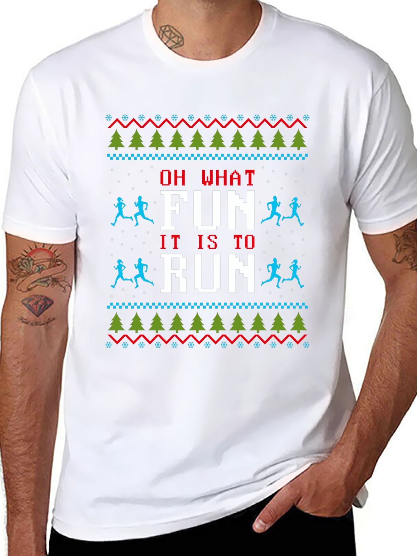 Funny Running Ugly Christmas Sweater T-Shirt