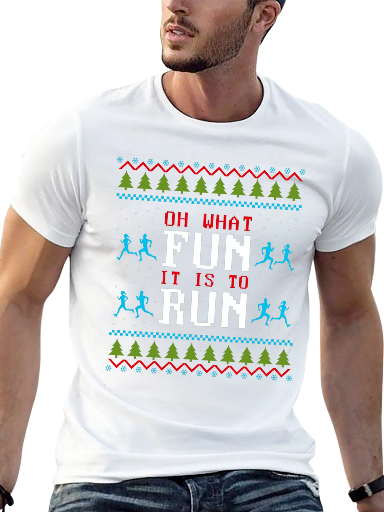 Funny Running Ugly Christmas Sweater T-Shirt