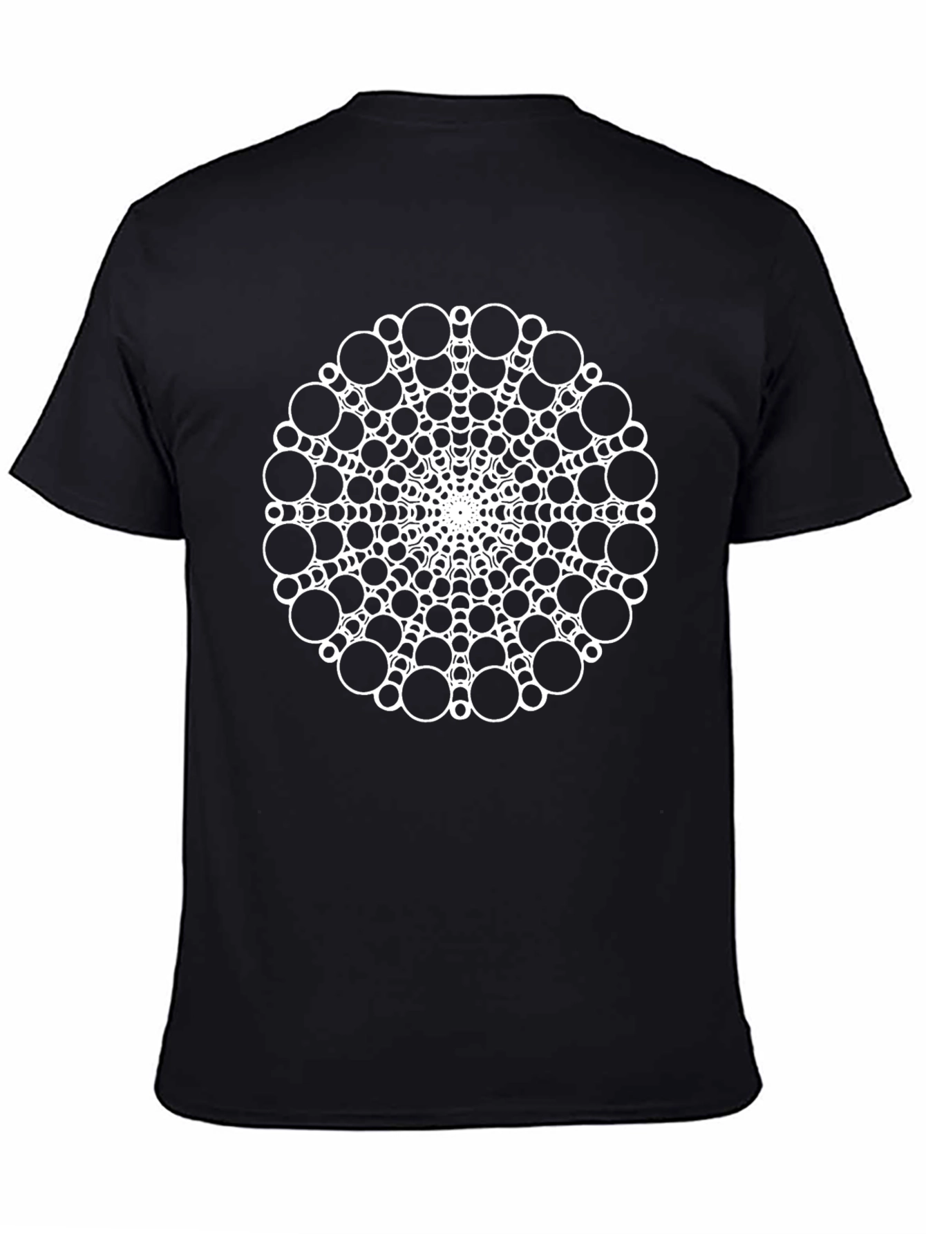 Geometric Circle Design Black T-Shirt