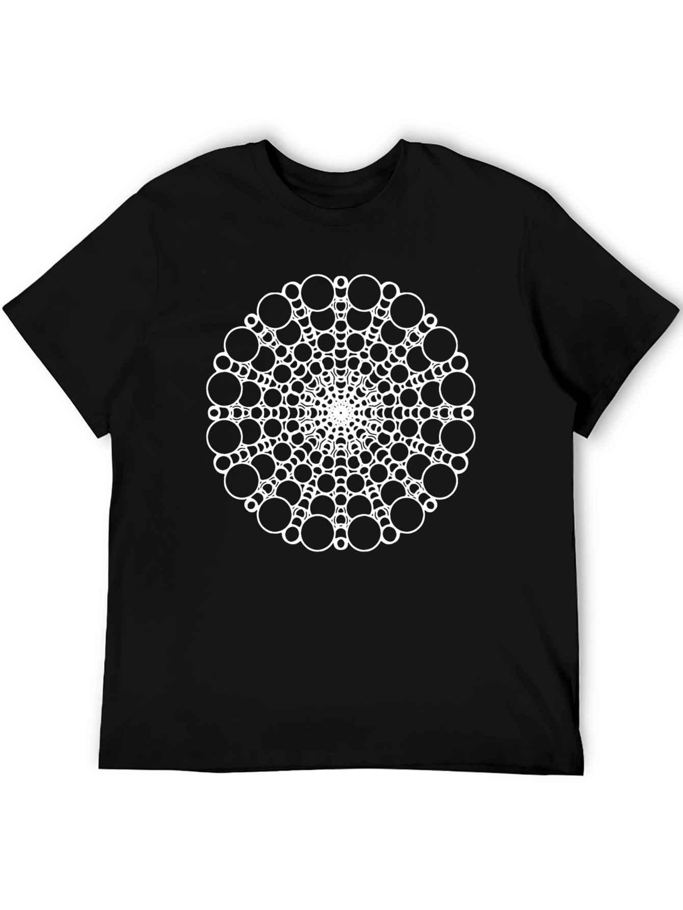 Geometric Circle Design Black T-Shirt