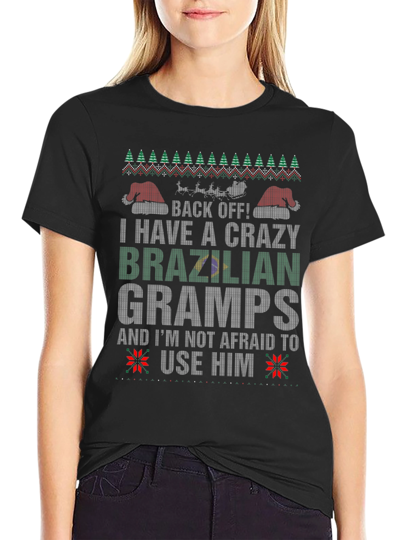 Crazy Brazilian Gramps Christmas T-Shirt