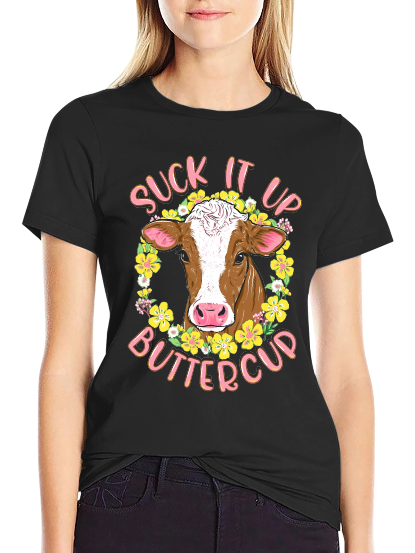 Suck It Up Buttercup Cow Graphic Tee