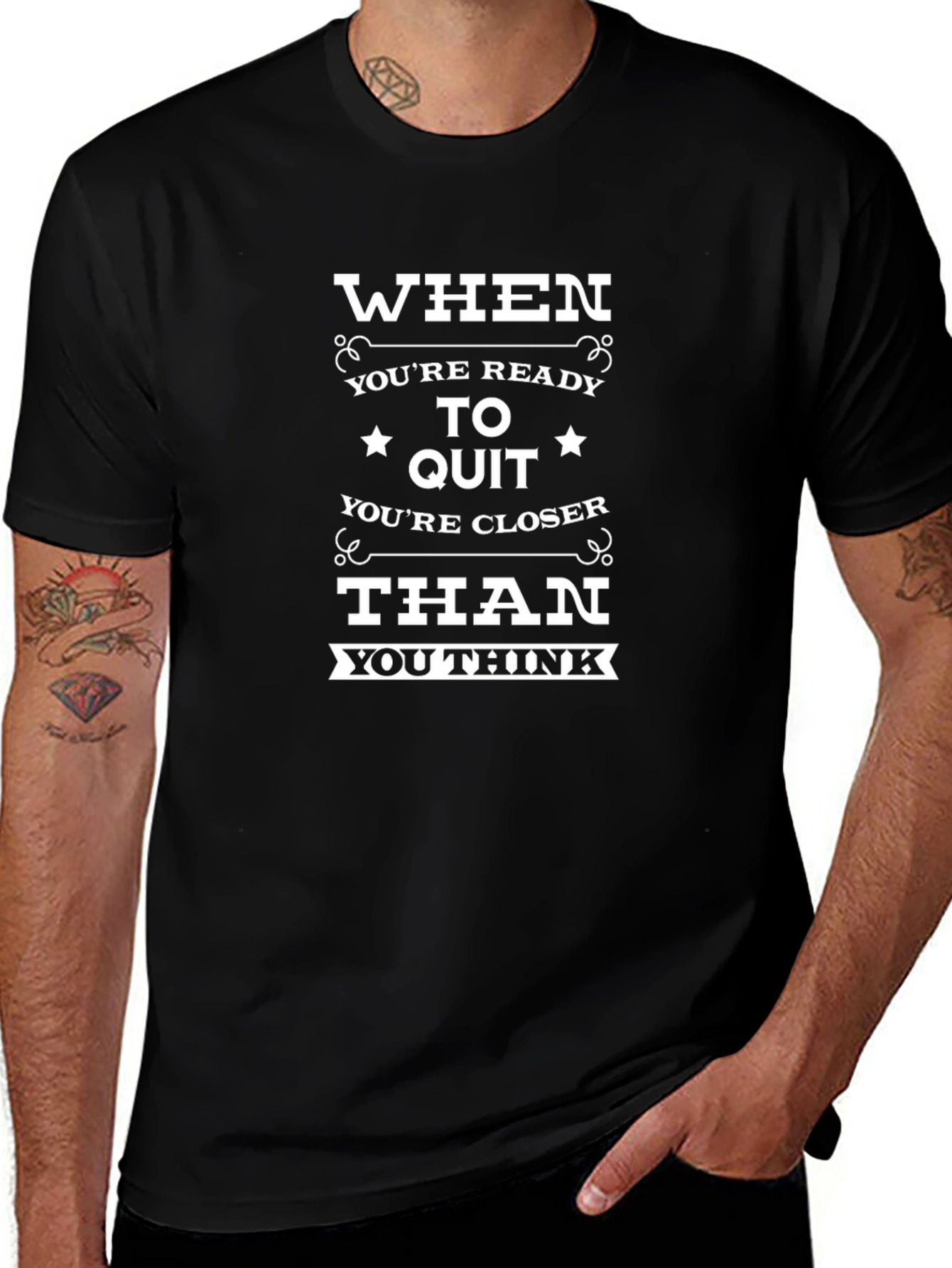 Motivational T-Shirt: Dont Quit! Black Crew Neck Tee