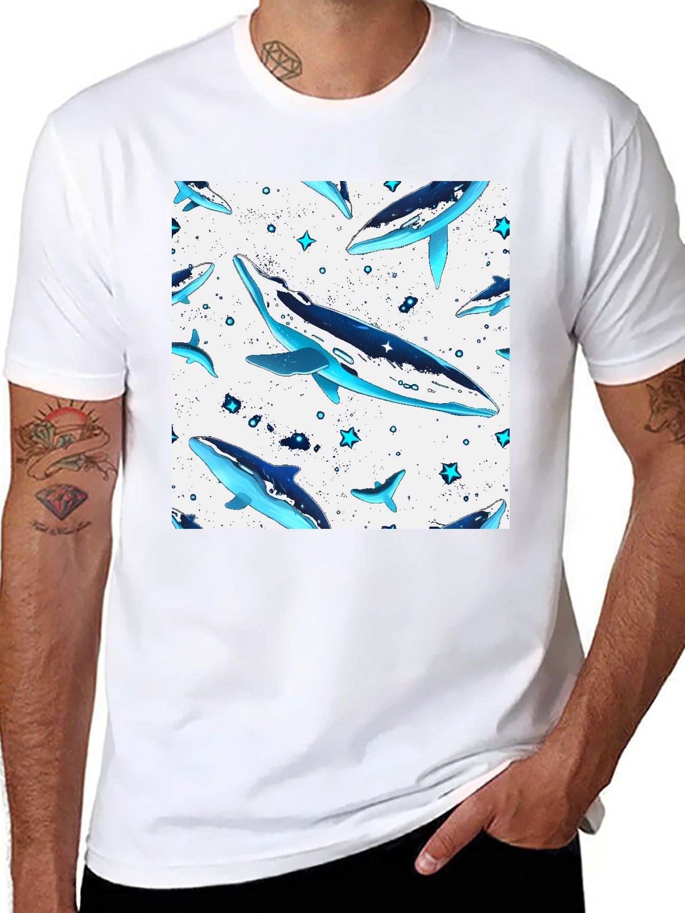 Whale Pattern T-Shirt - Stylish & Unique