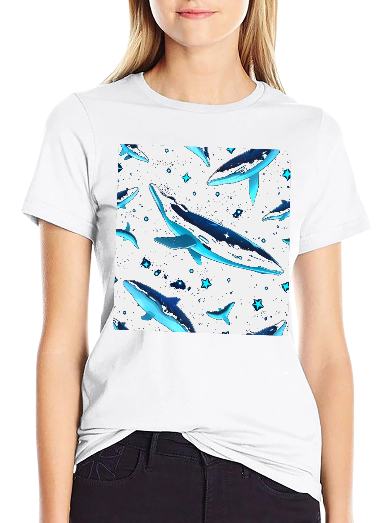 Whale Pattern T-Shirt - Stylish & Unique