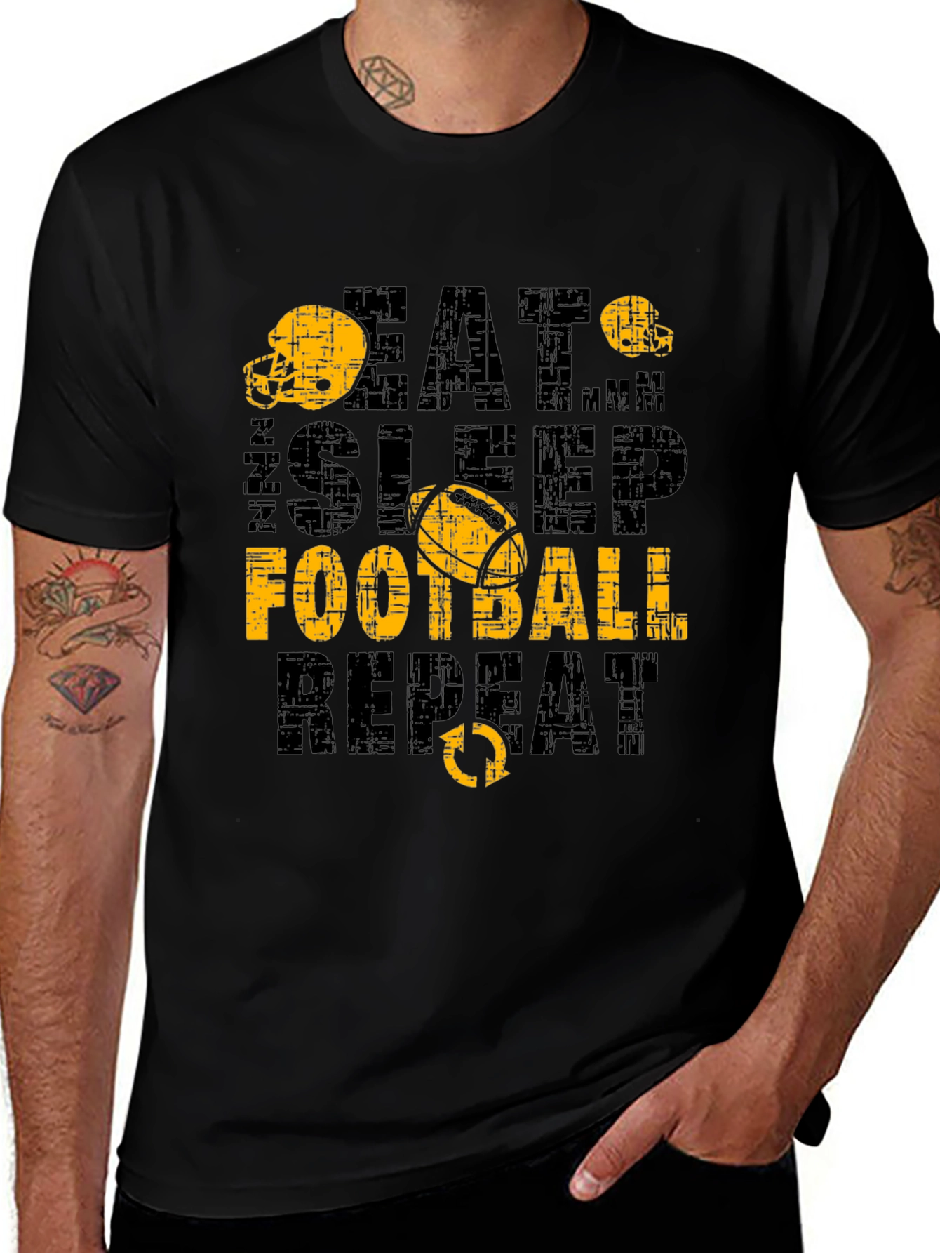 Eat Sleep Football Repeat Mens T-Shirt