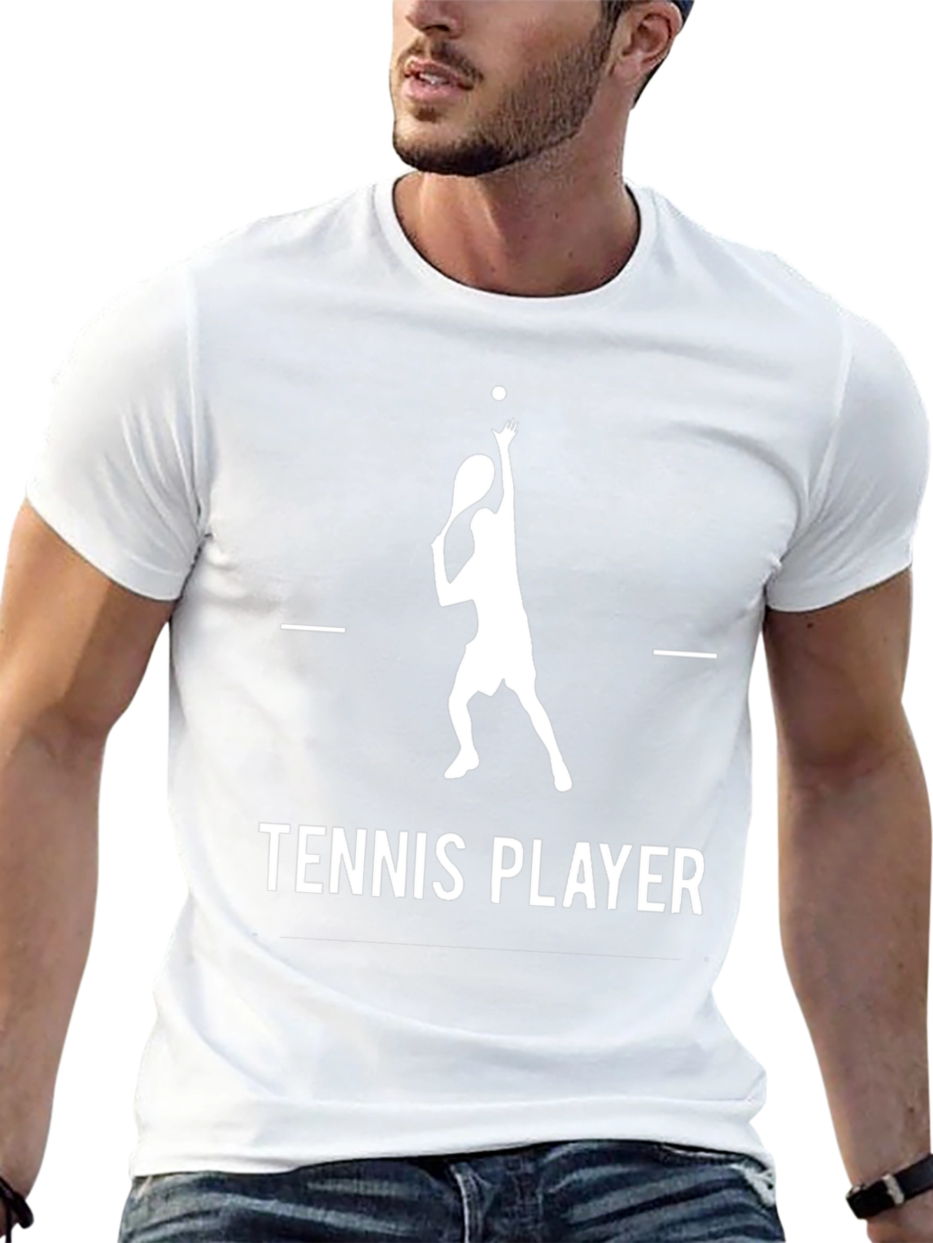 Tennis Player Graphic Tee - Black Cotton Shirt
