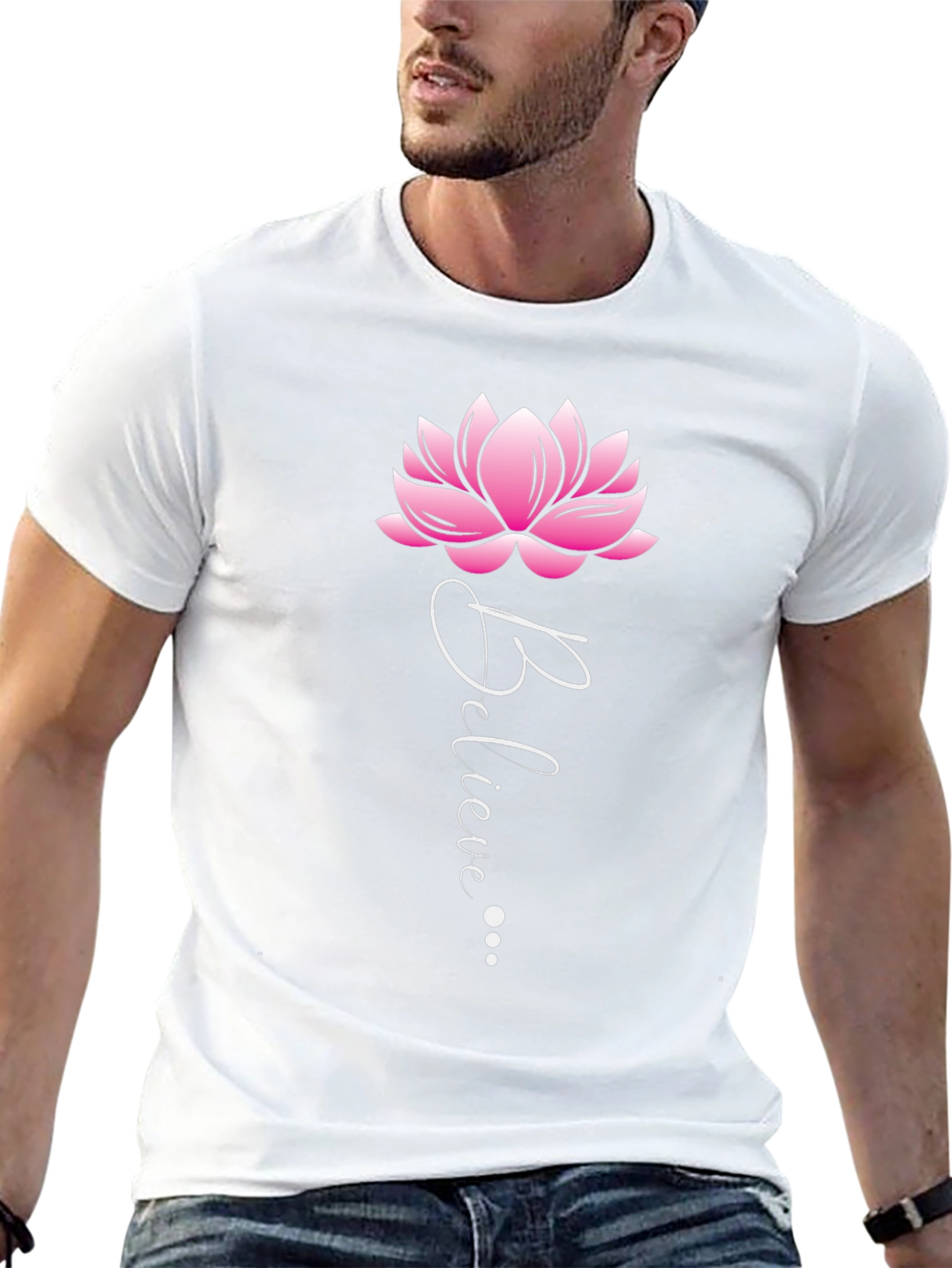 Believe Lotus Flower Graphic T-Shirt