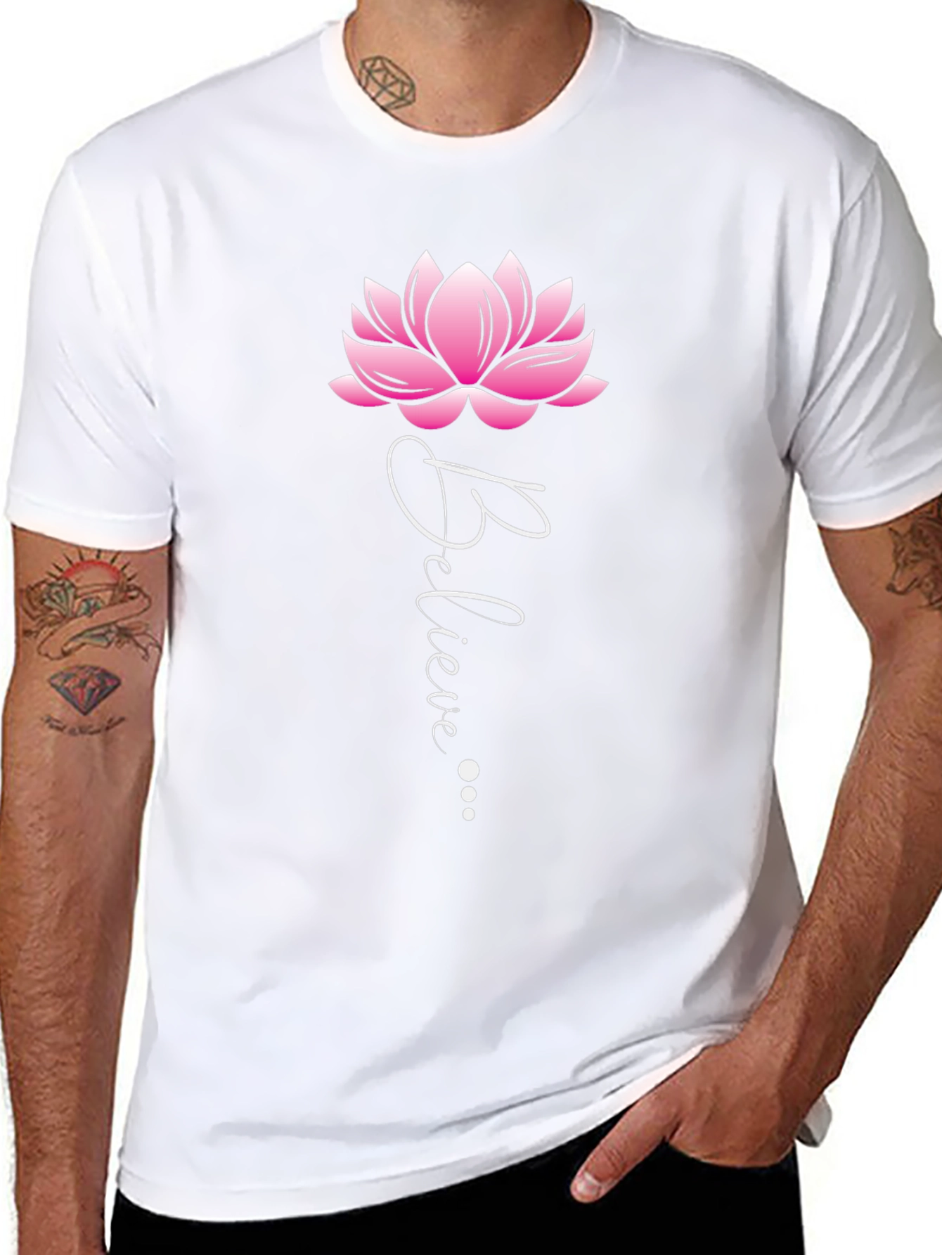 Believe Lotus Flower Graphic T-Shirt