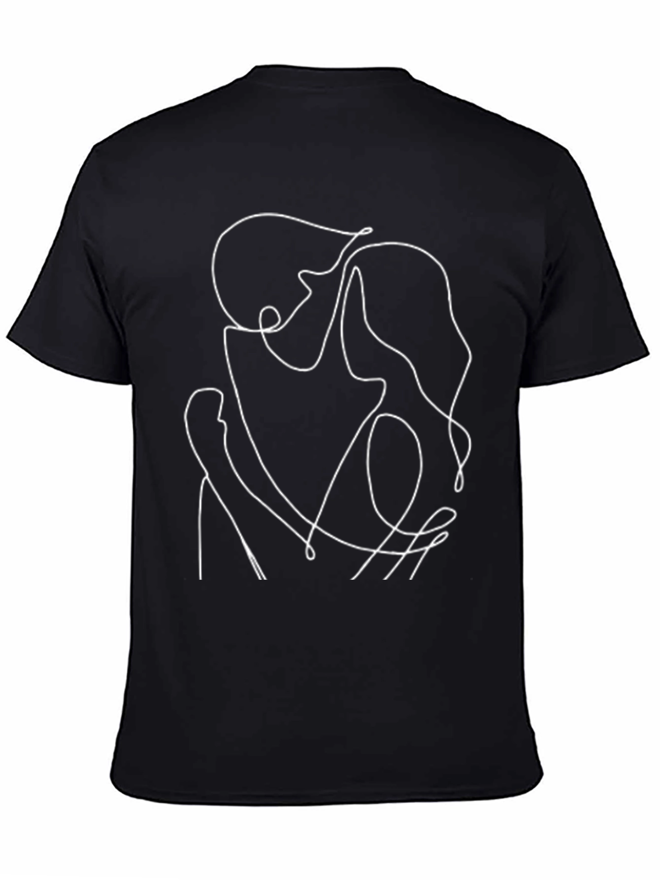 Abstract Line Art Tee - Black Cotton Casual Shirt
