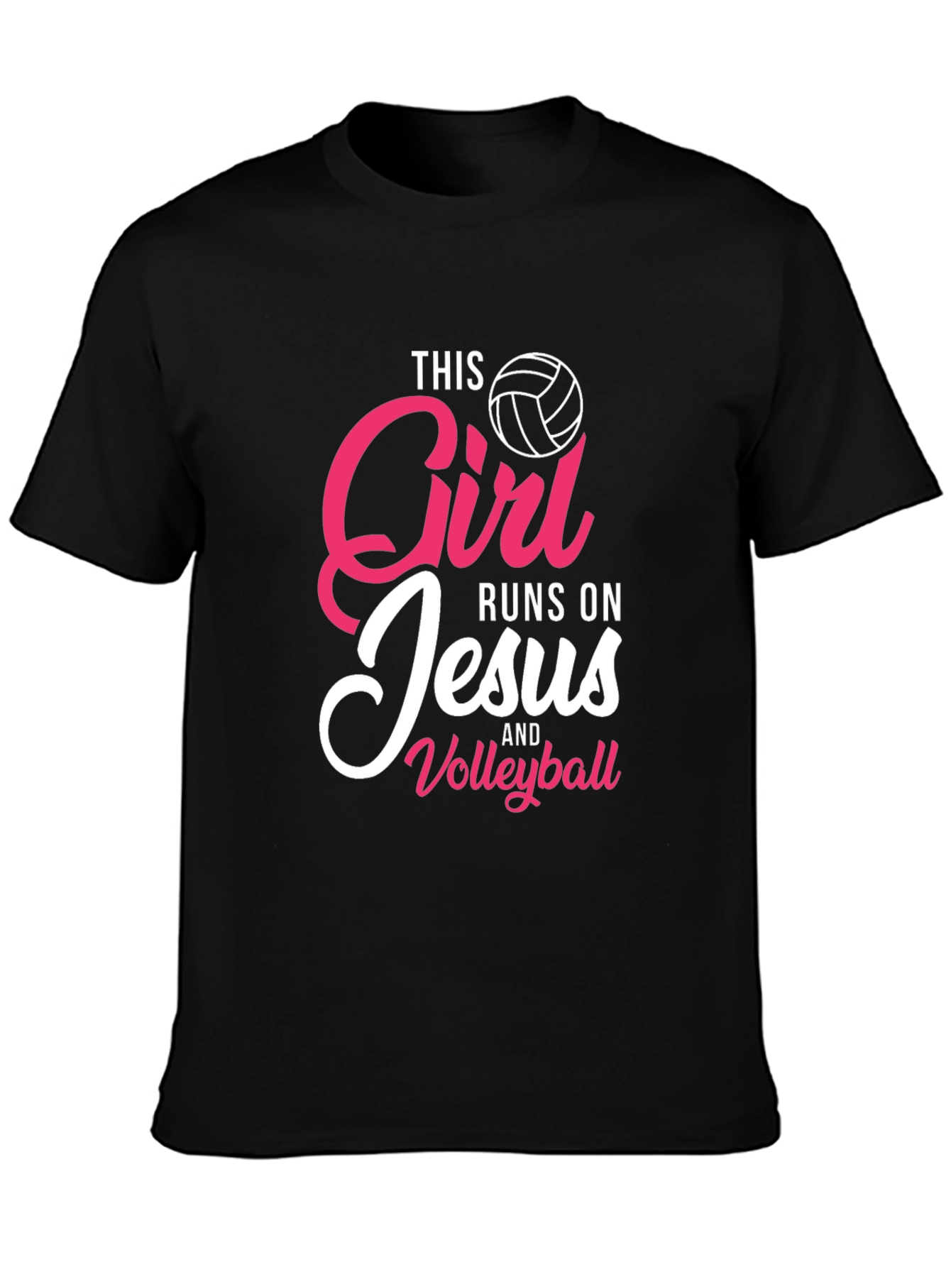 Girl Runs On Jesus and Volleyball T-Shirt