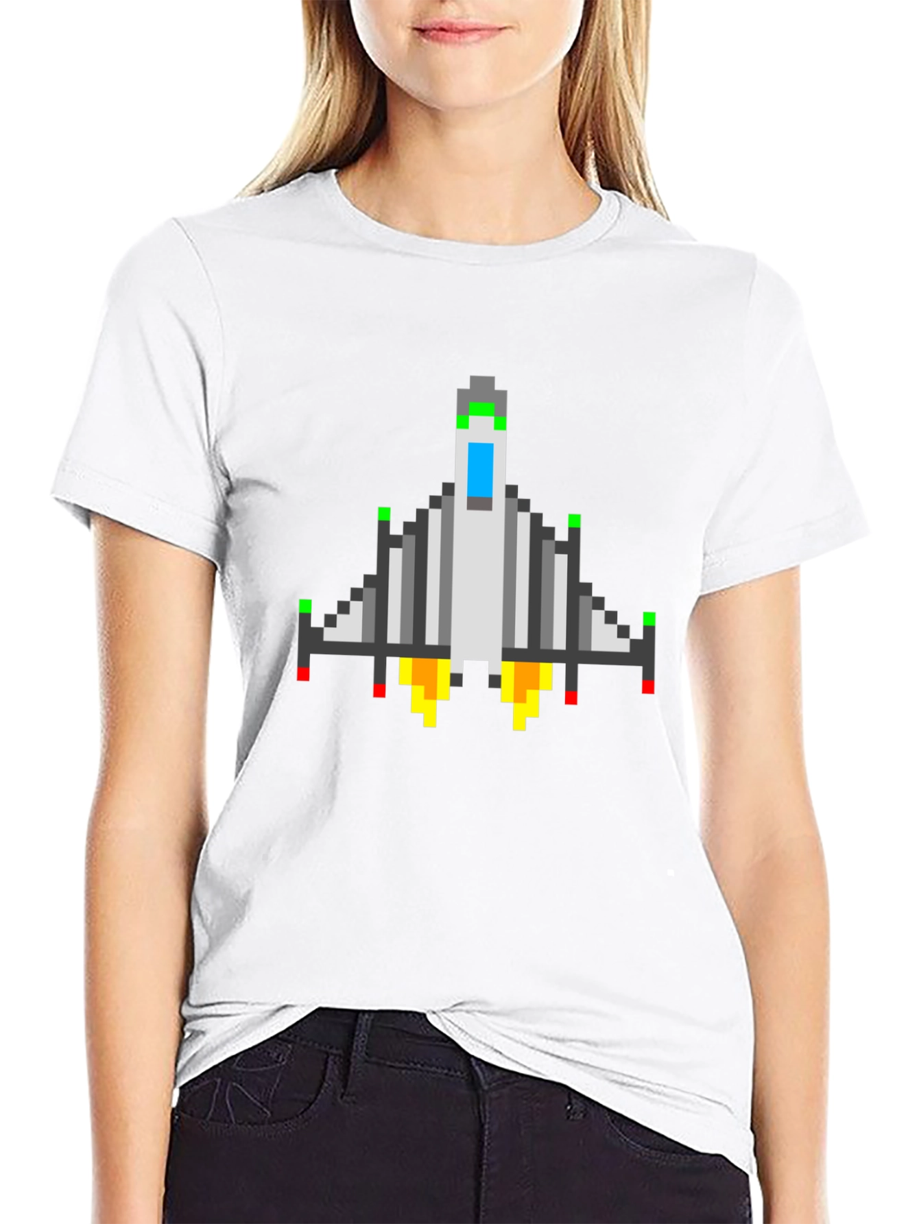 Pixel Spacecraft Tee - Retro Gamer Shirt