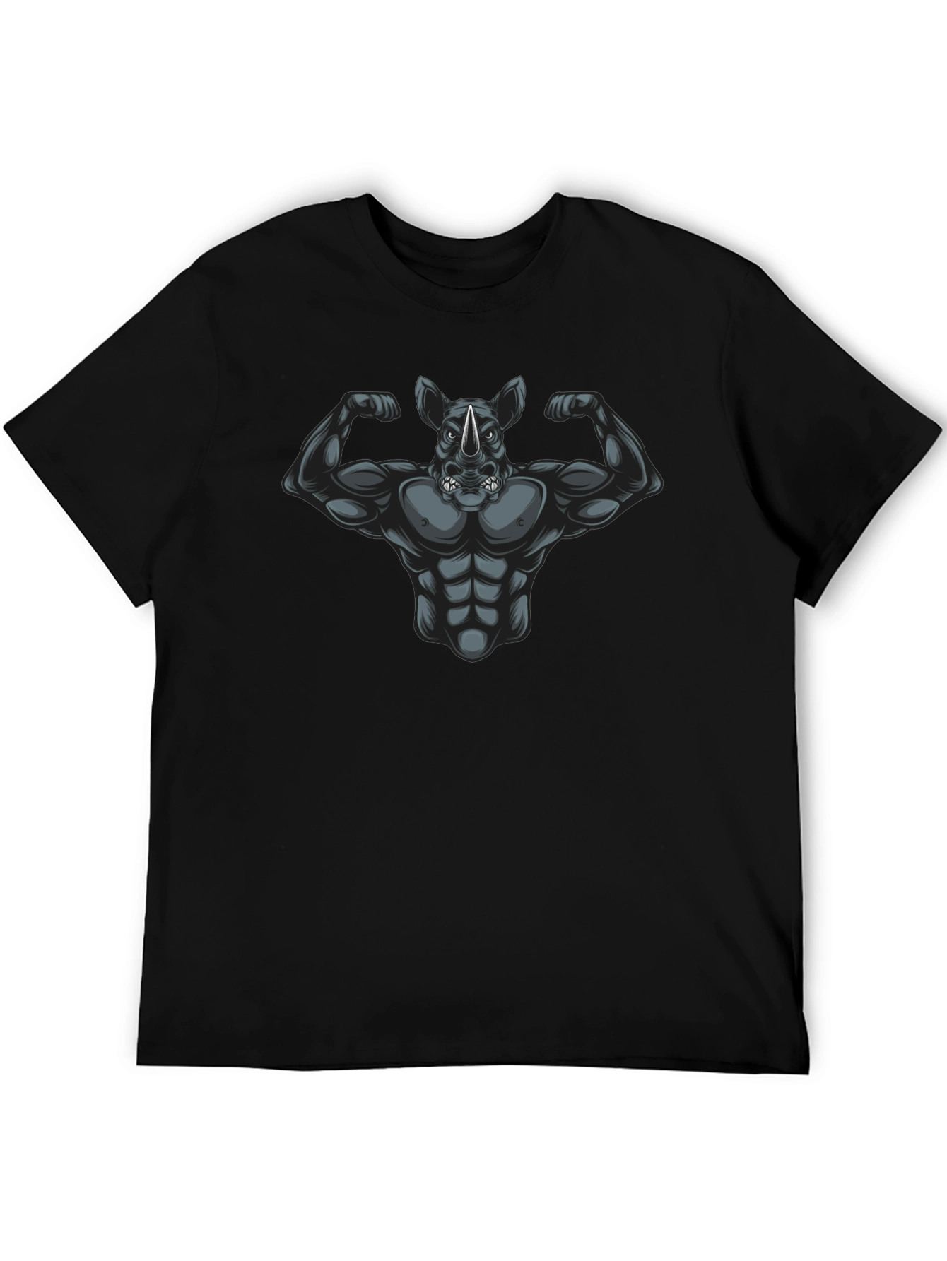 Ripped Rhino Graphic Tee - Black Cotton T-Shirt