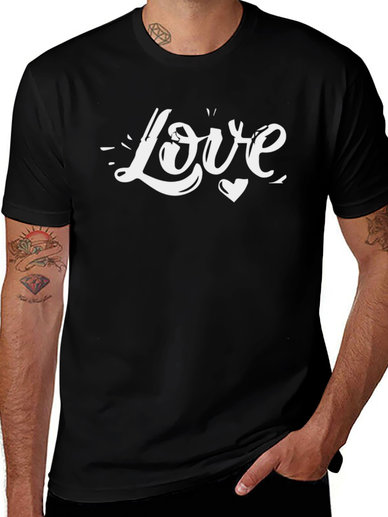 Love Graphic Print Black T-Shirt