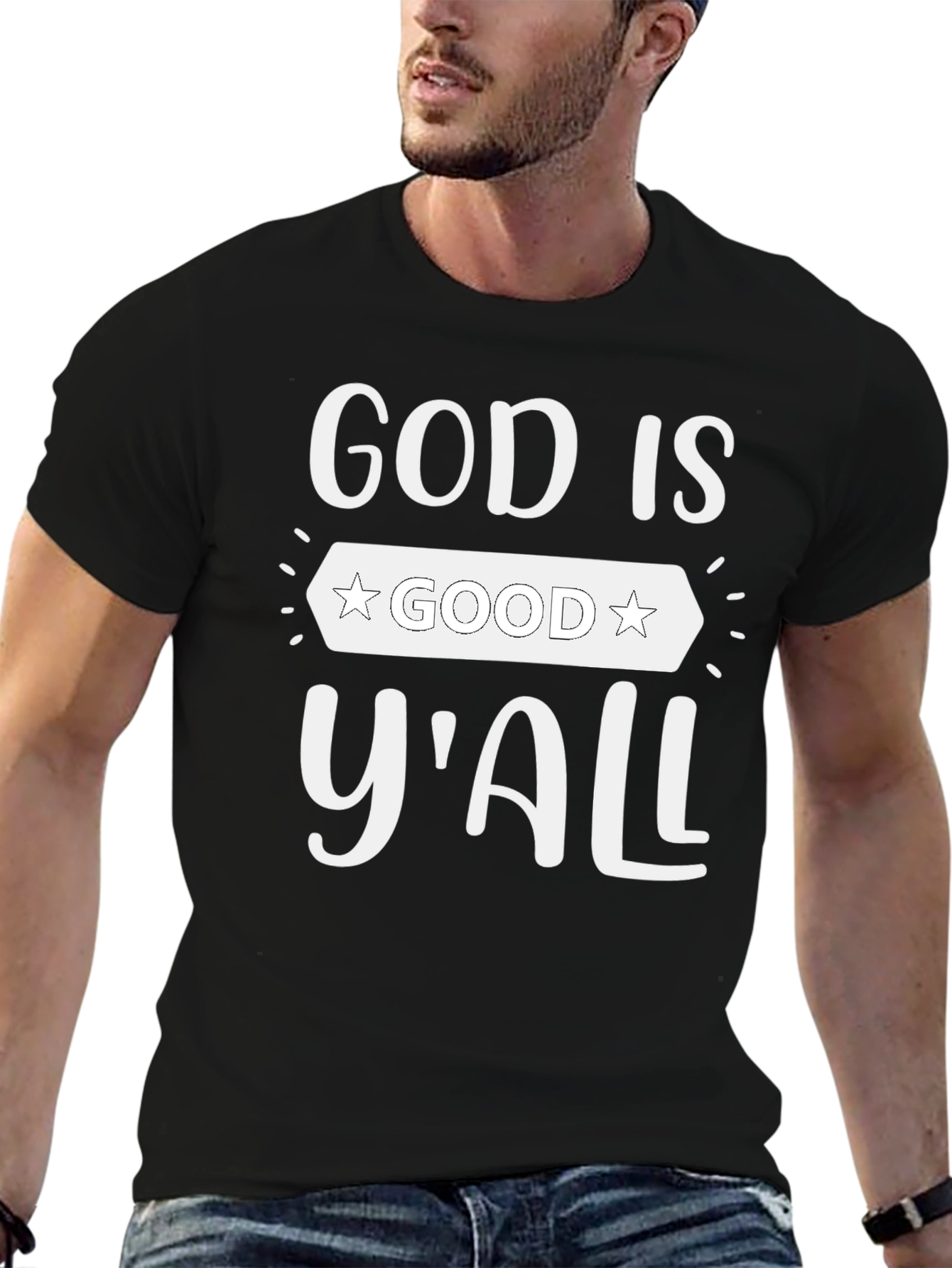 God Is Good Yall Graphic Tee - Black