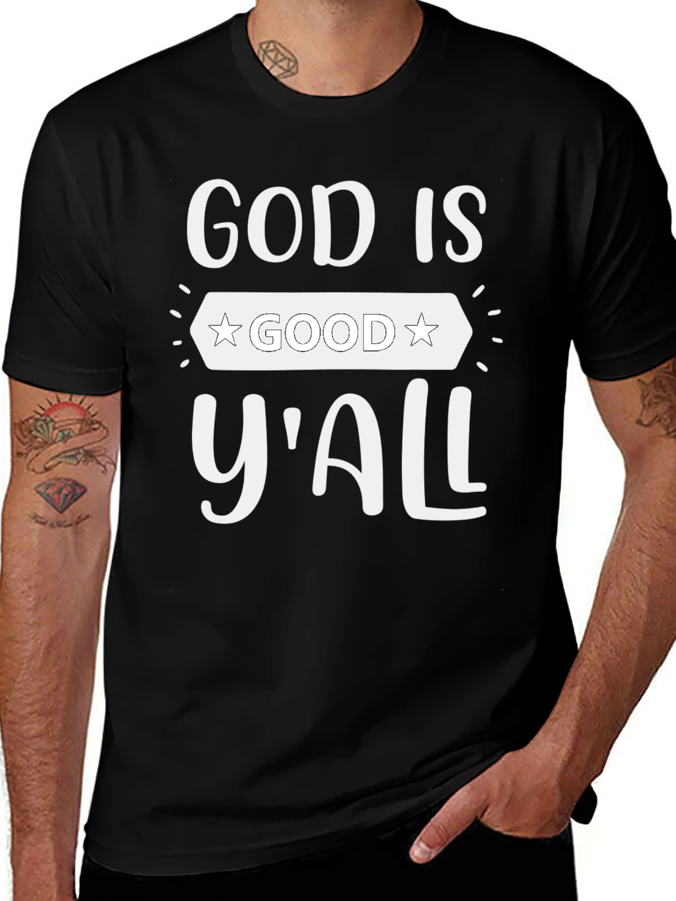 God Is Good Yall Graphic Tee - Black