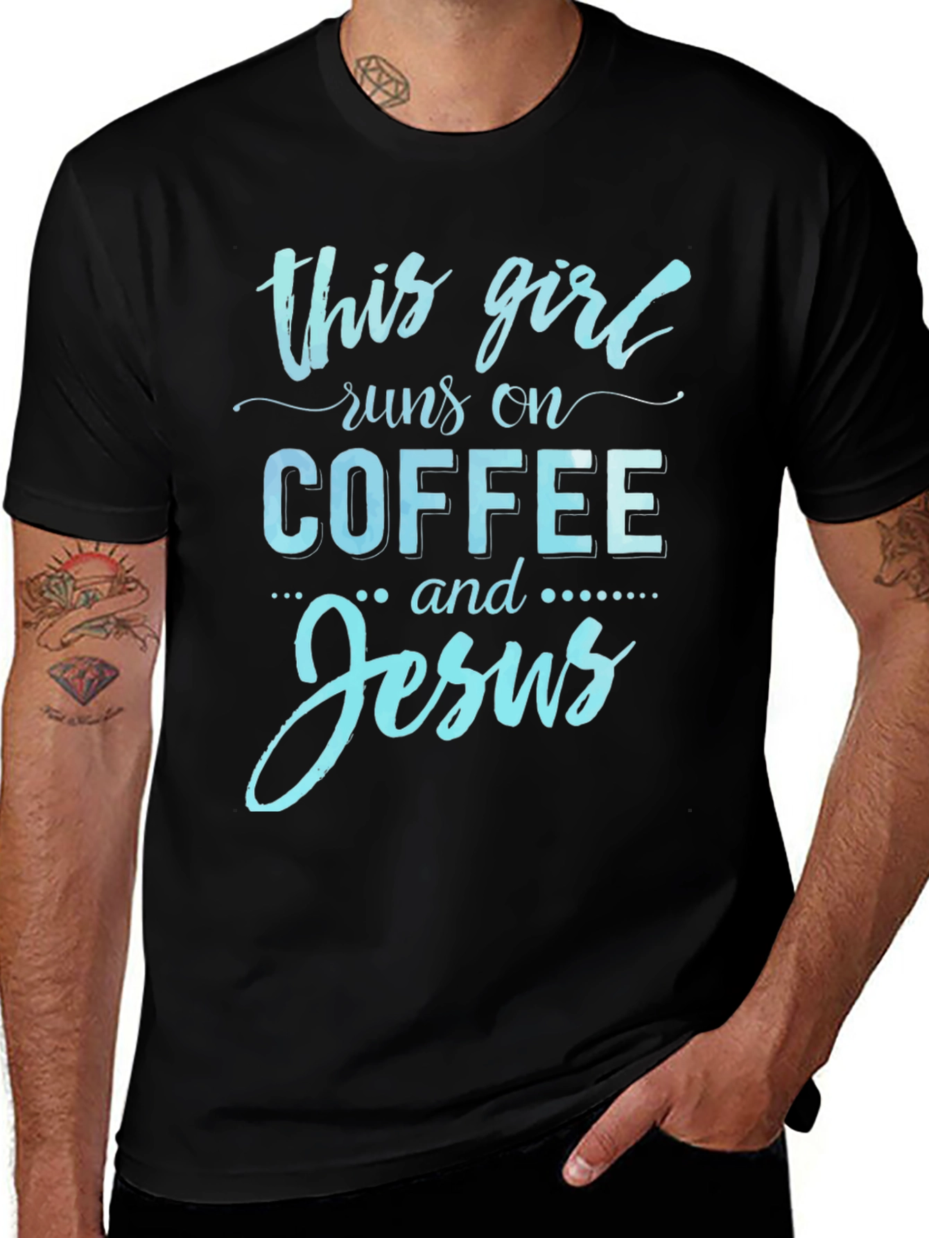 This Girl Runs On Coffee And Jesus Graphic Tee