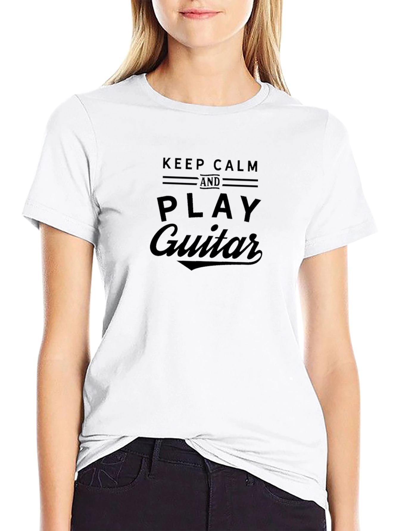 Keep Calm and Play Guitar Black T-Shirt