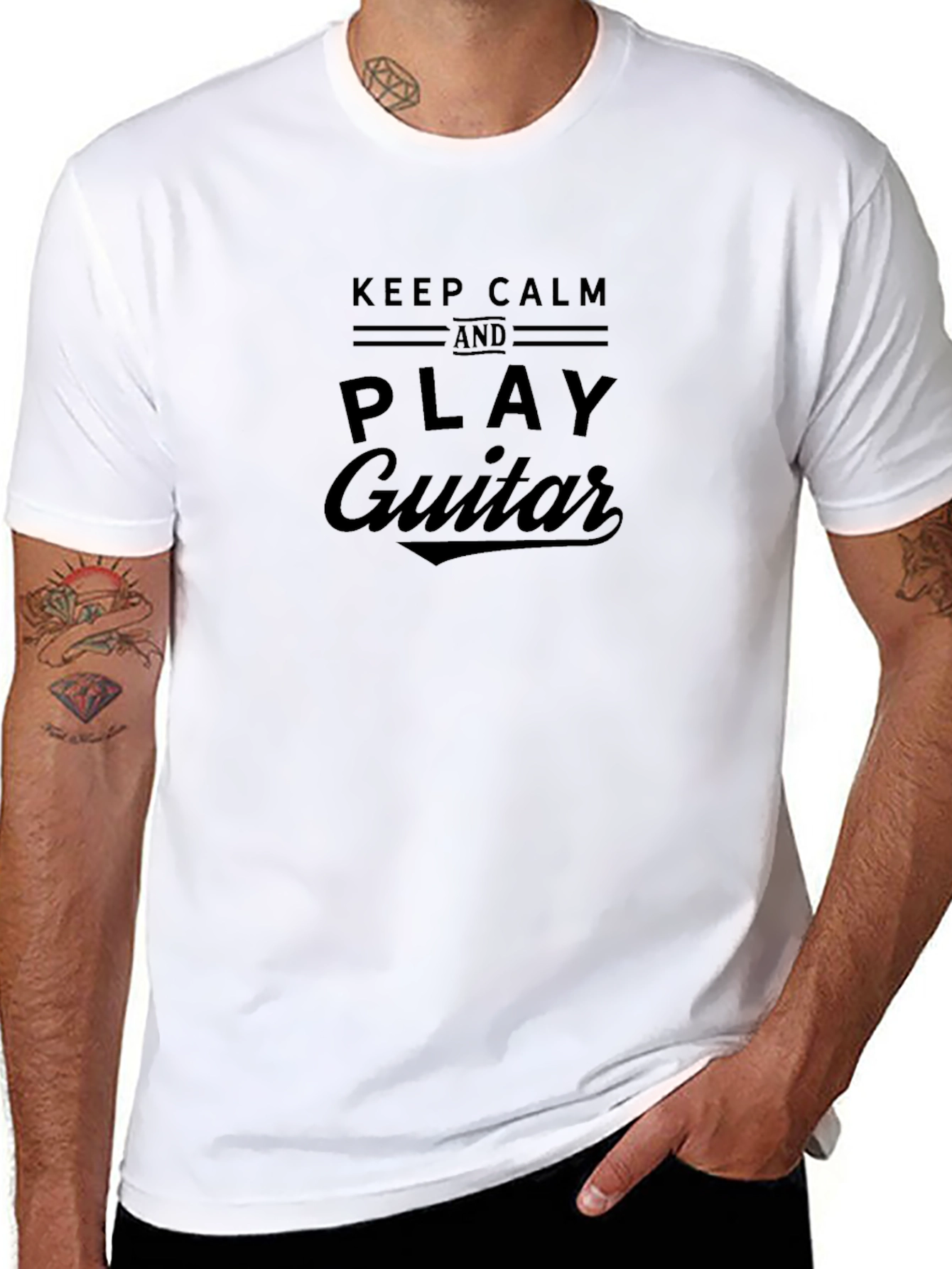 Keep Calm and Play Guitar Black T-Shirt