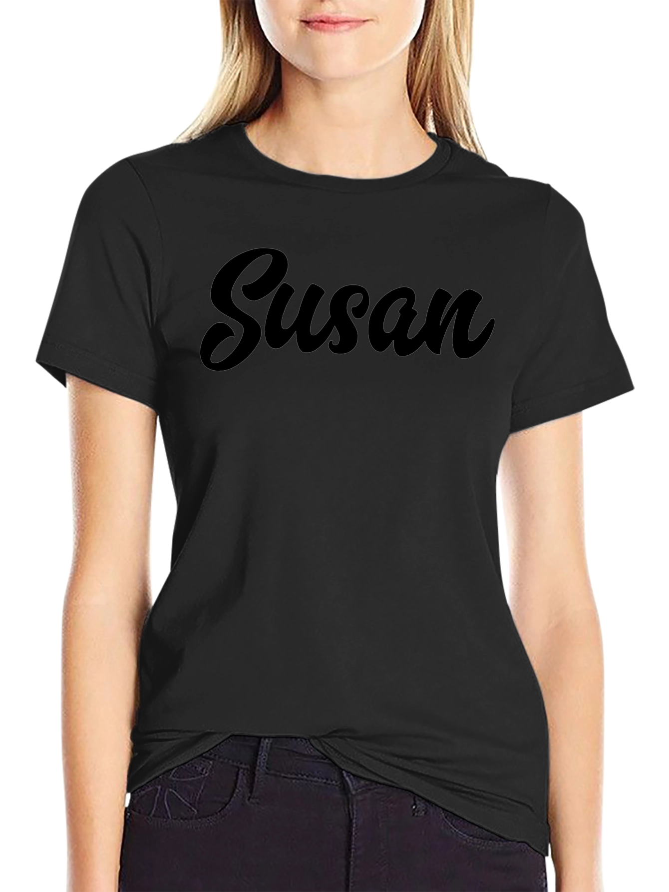 Personalized Susan Black Cotton T-Shirt