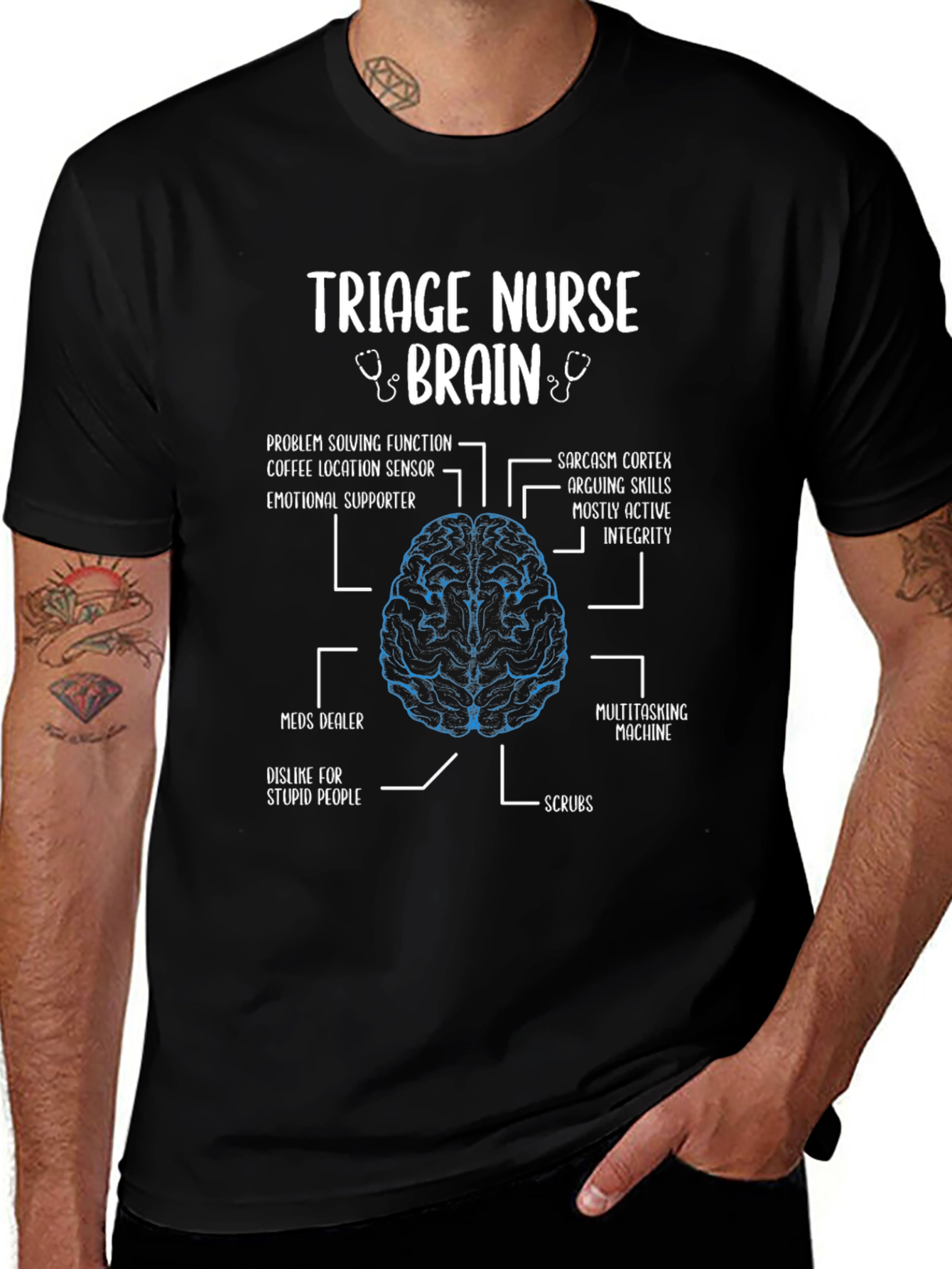 Triage Nurse Brain Anatomy T-Shirt - Funny Nurse Gift