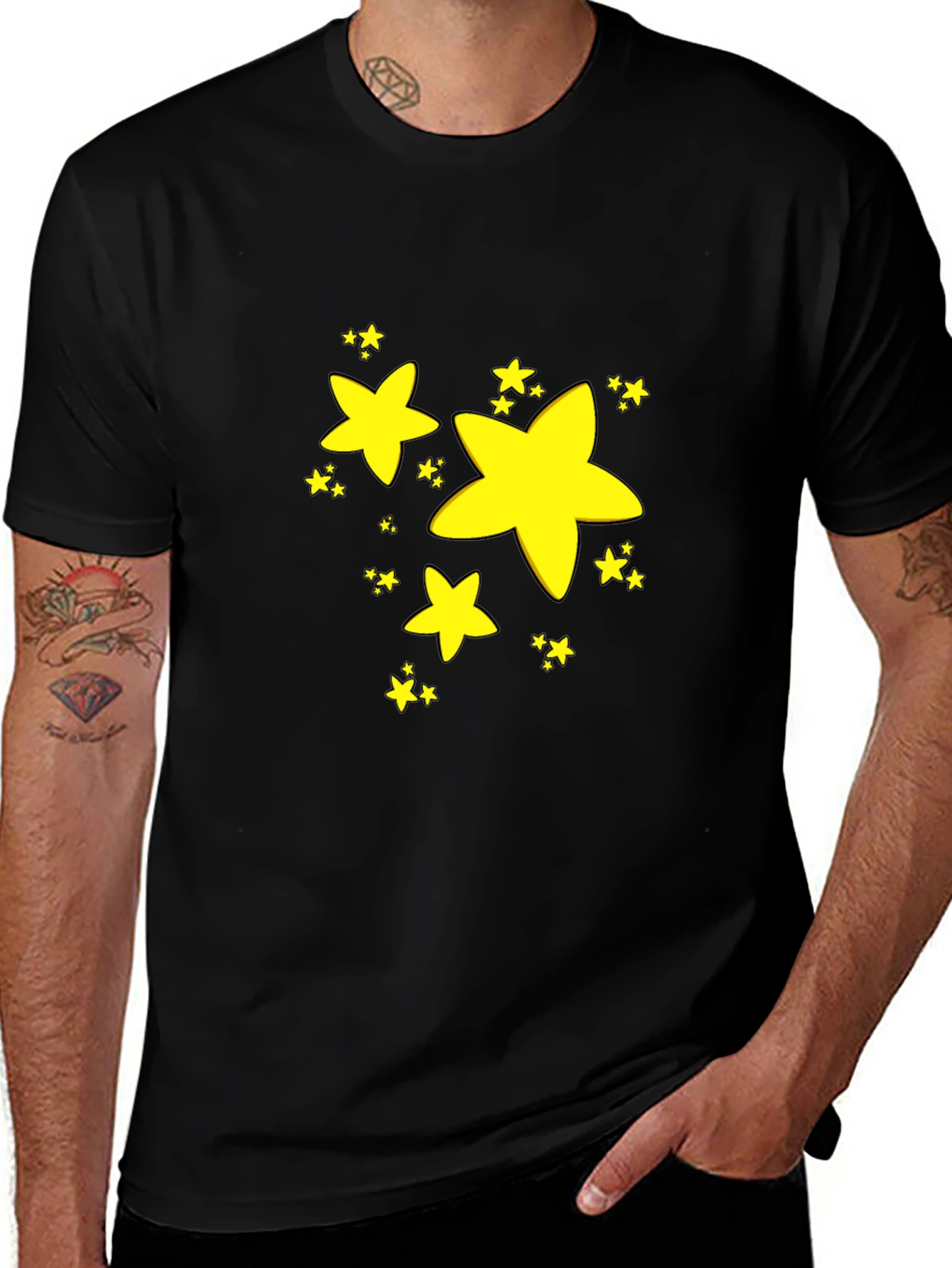 Stars Graphic Black T-Shirt