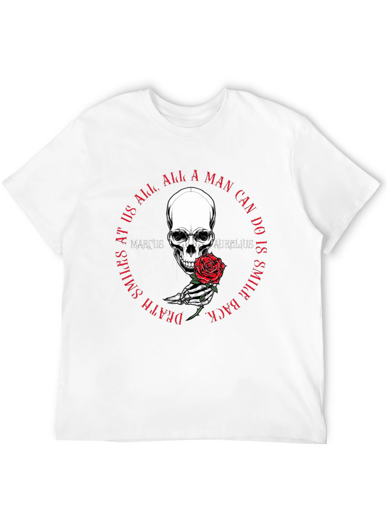 Skull & Rose T-Shirt - Marcus Aurelius Quote
