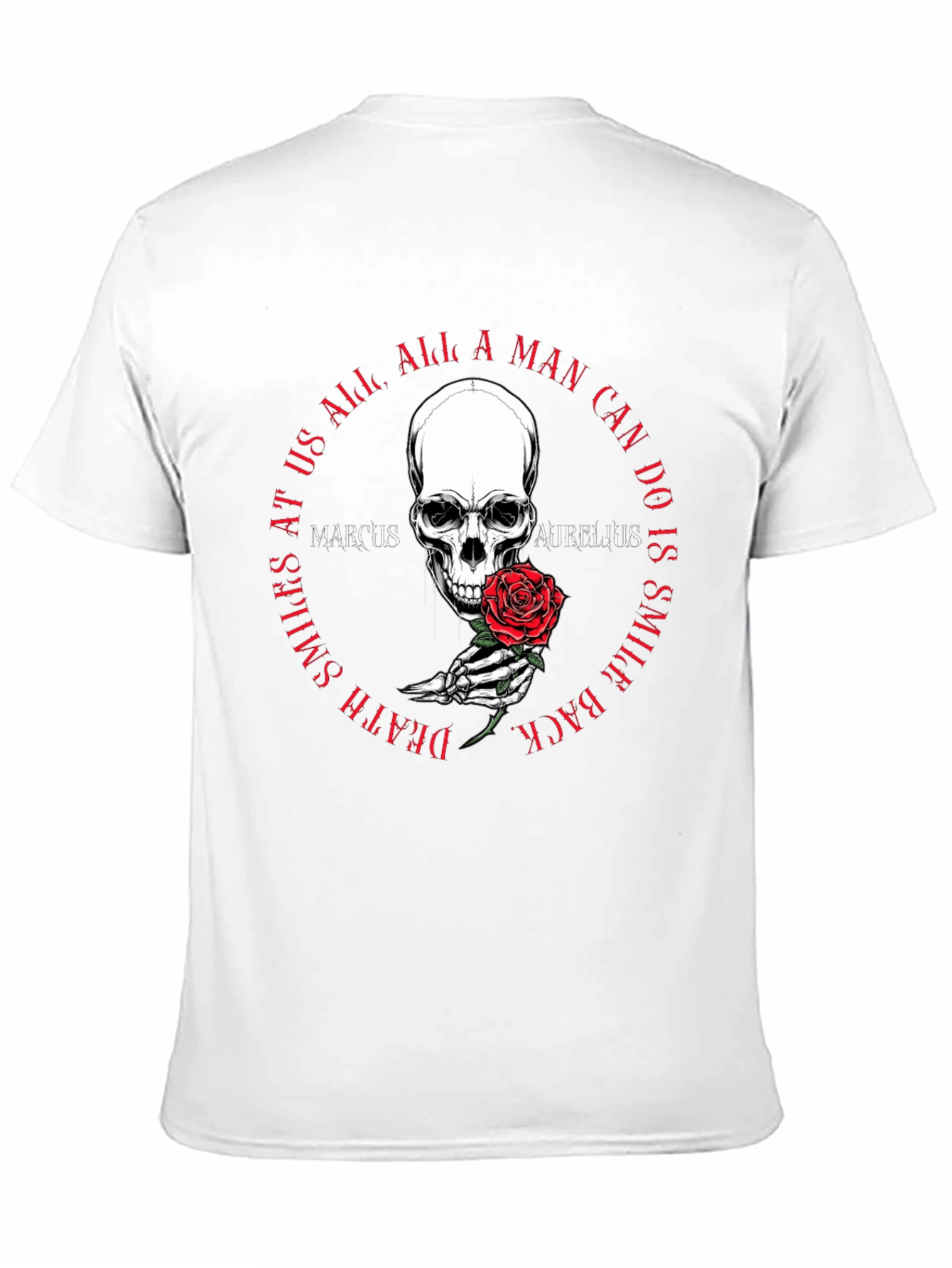 Skull & Rose T-Shirt - Marcus Aurelius Quote