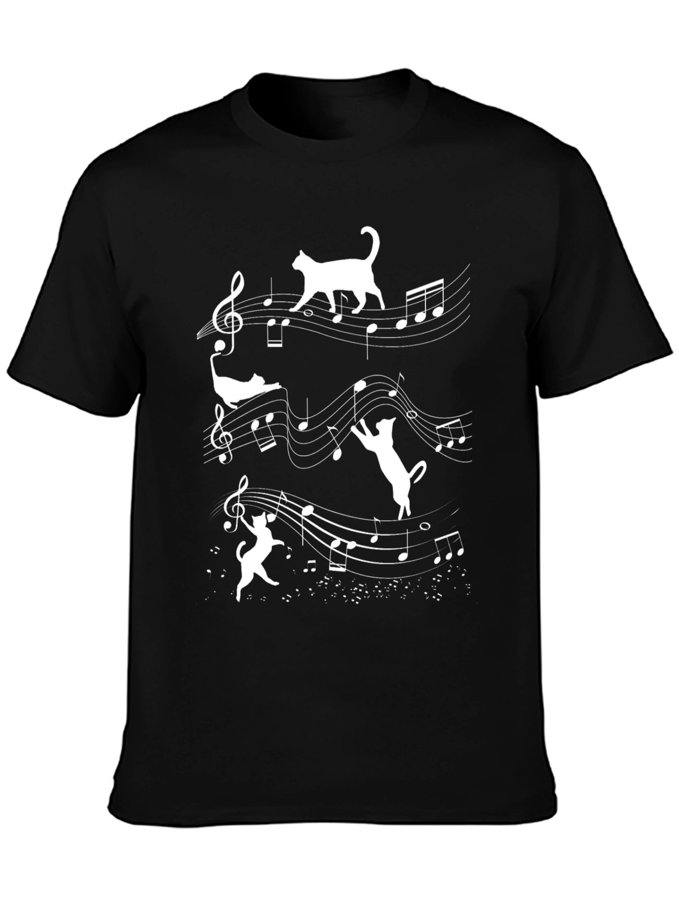 Musical Cats T-Shirt - Black Cotton Tee