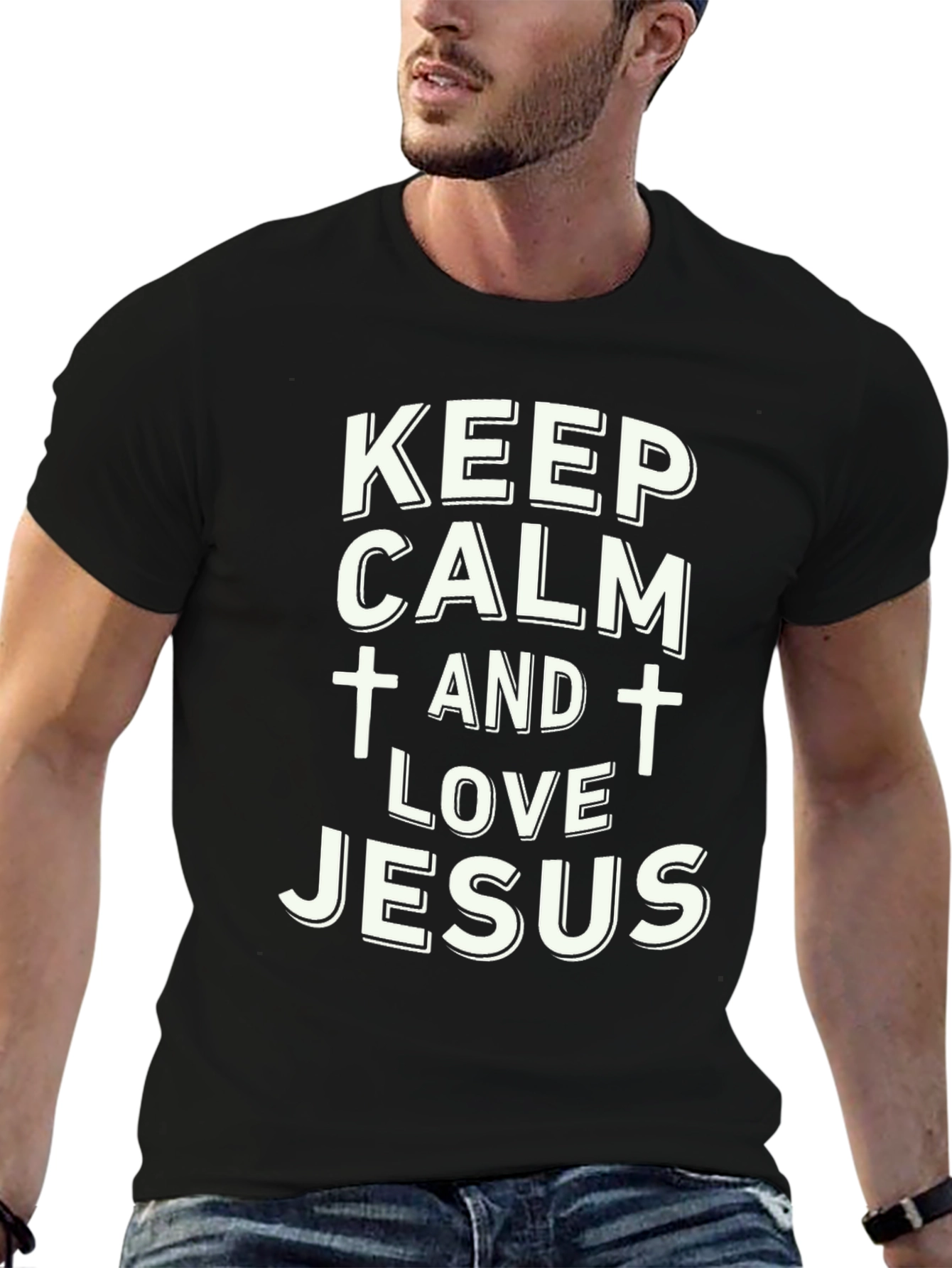 Keep Calm and Love Jesus Black T-Shirt