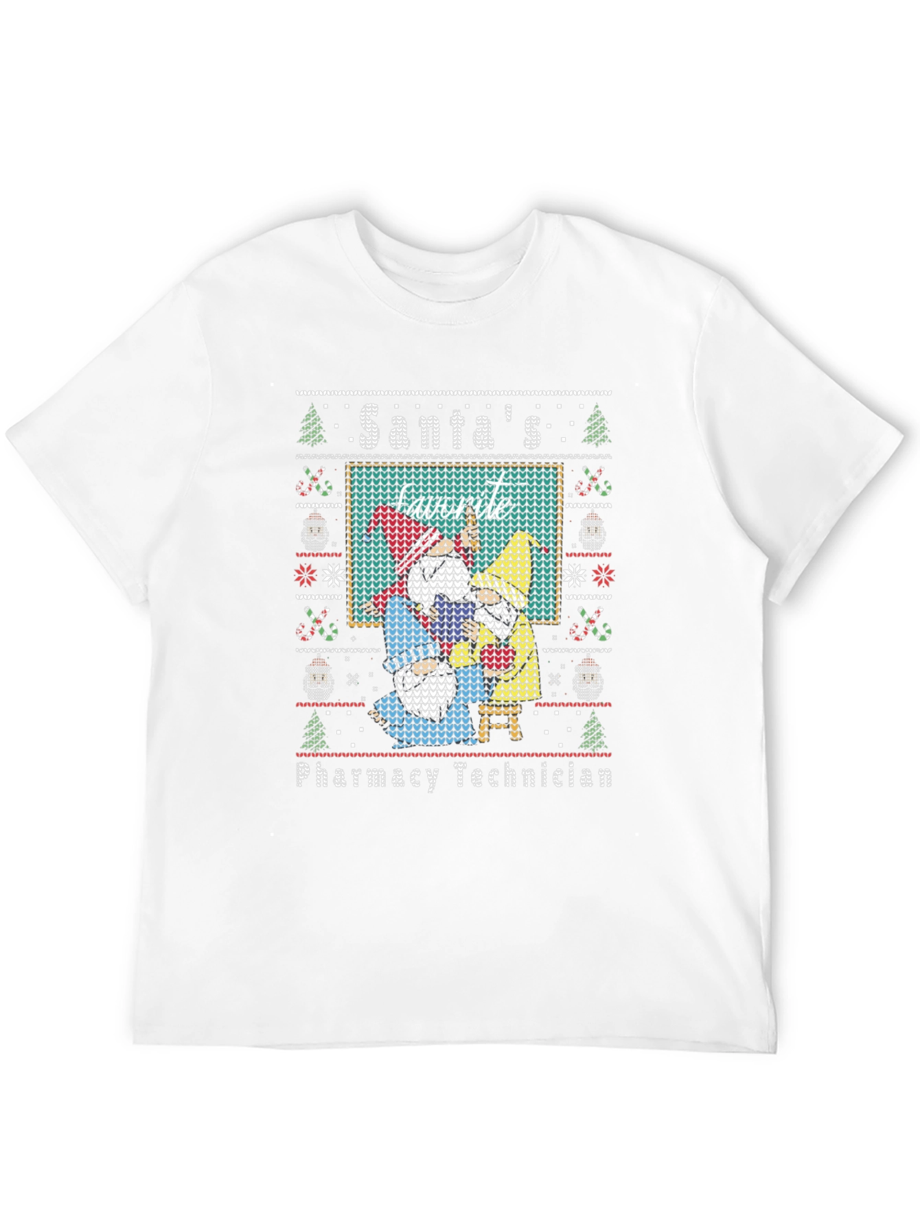 Santas Favorite Pharmacy Tech Ugly Christmas T-Shirt