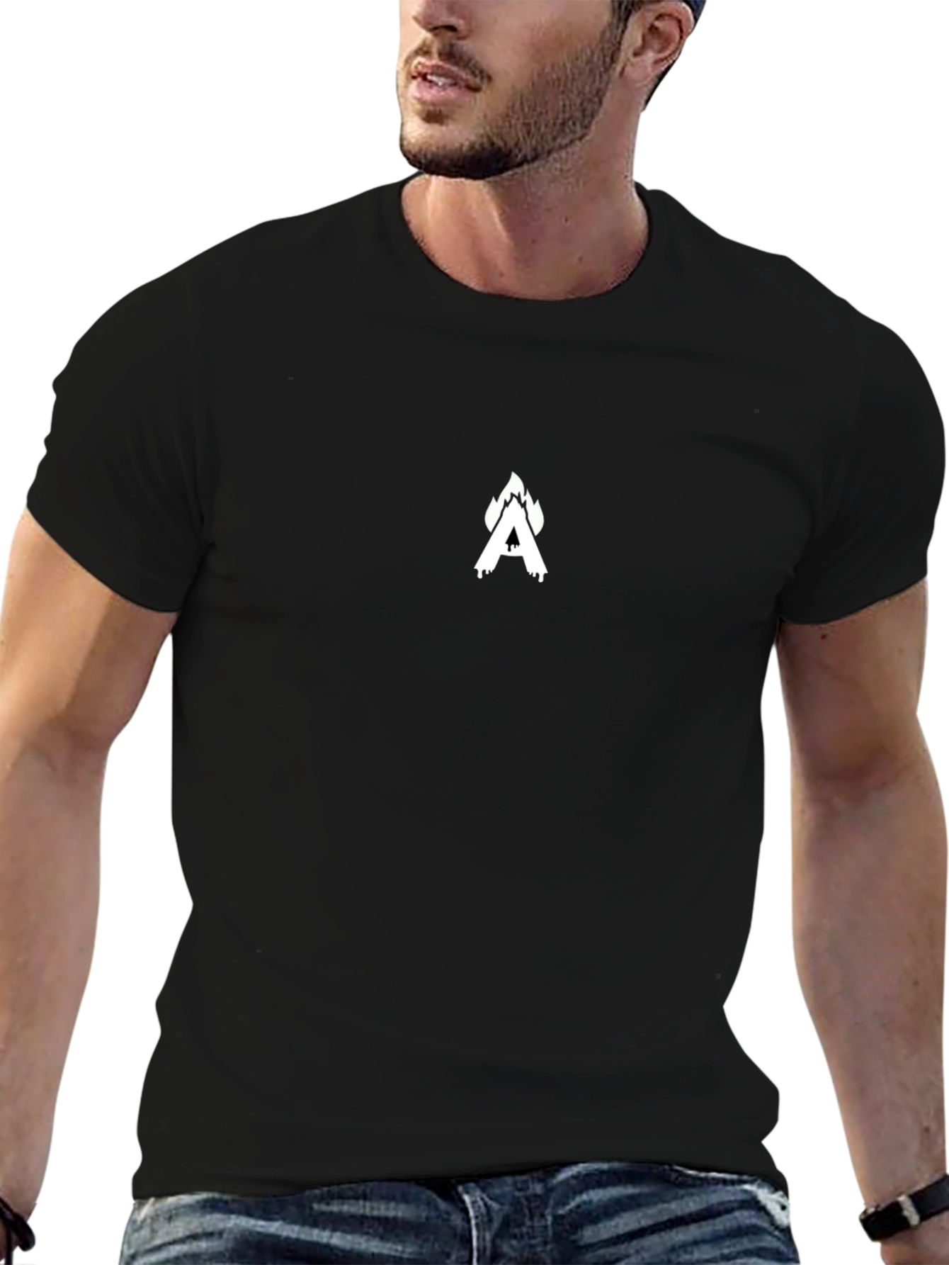 Black T-Shirt with White A Graphic