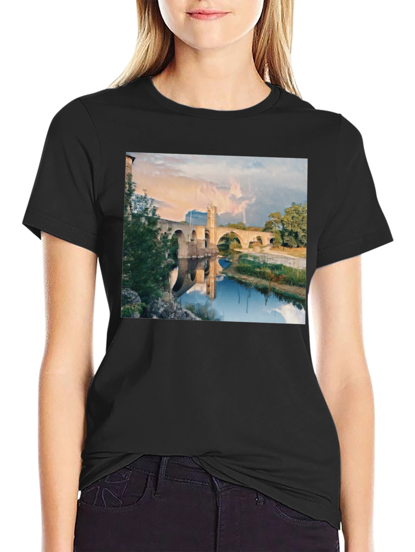Bridge Scene Black T-Shirt
