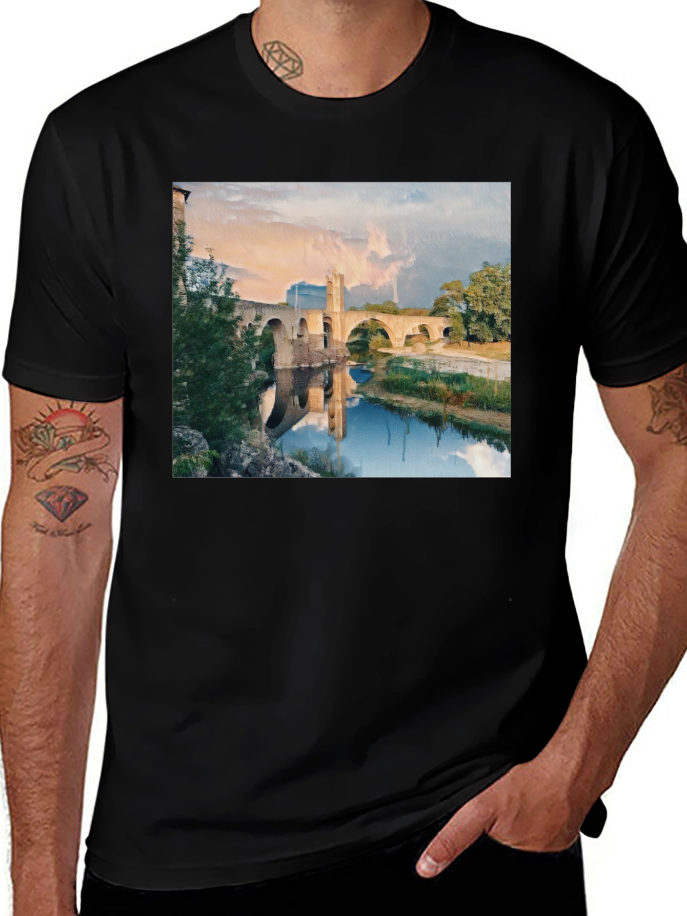 Bridge Scene Black T-Shirt