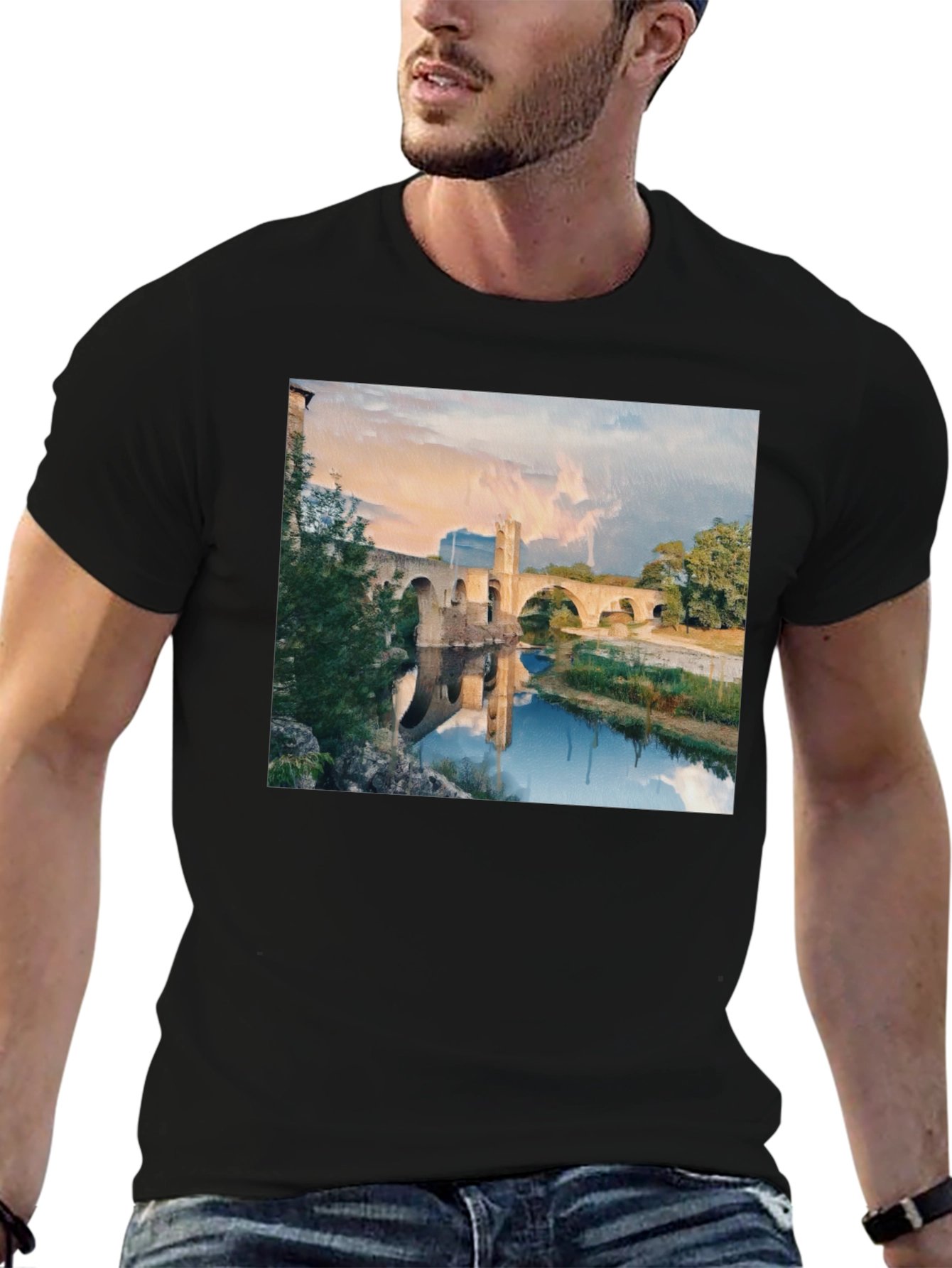 Bridge Scene Black T-Shirt